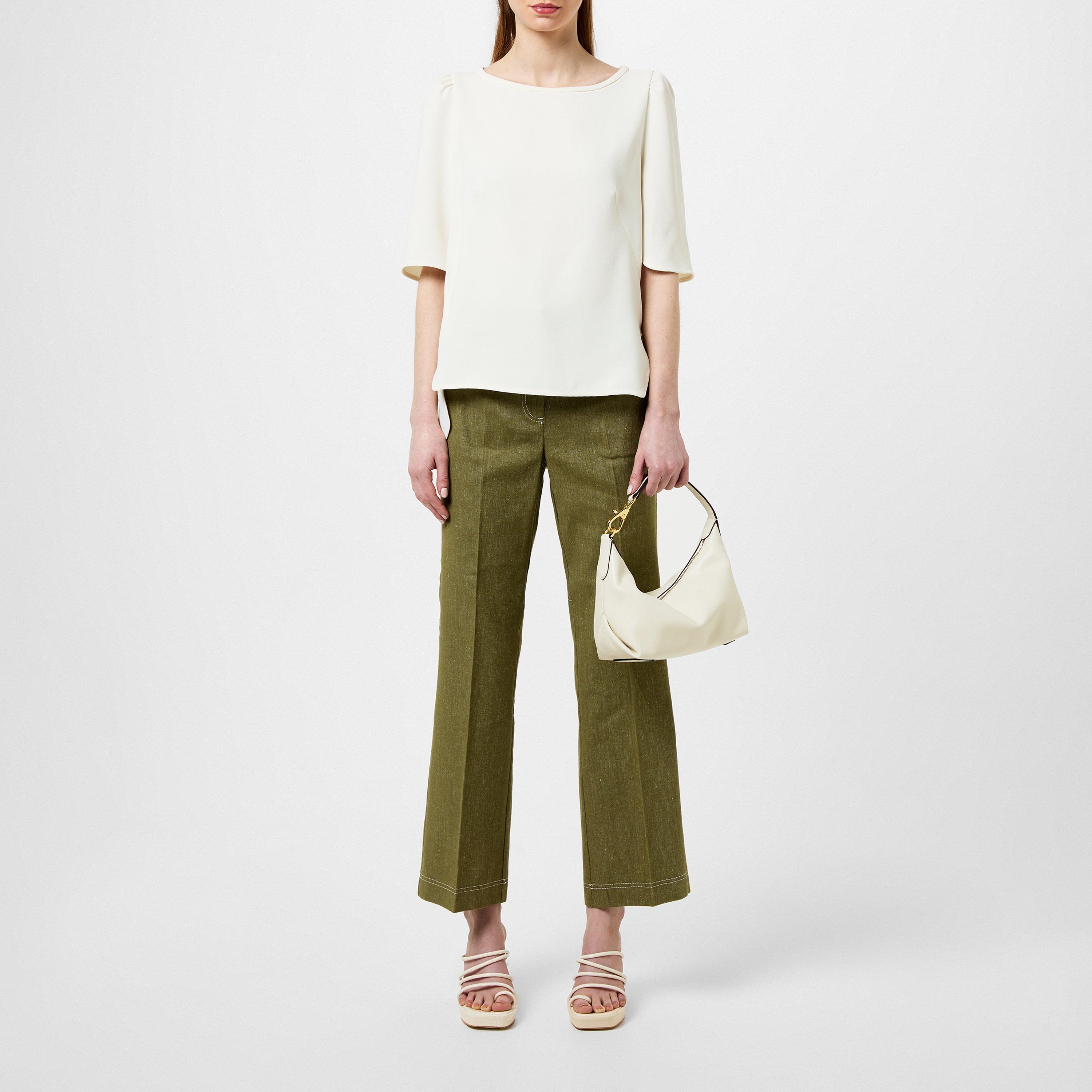 Kaki 003 - Marella - Women's Cropped Wide Leg Trousers - 4