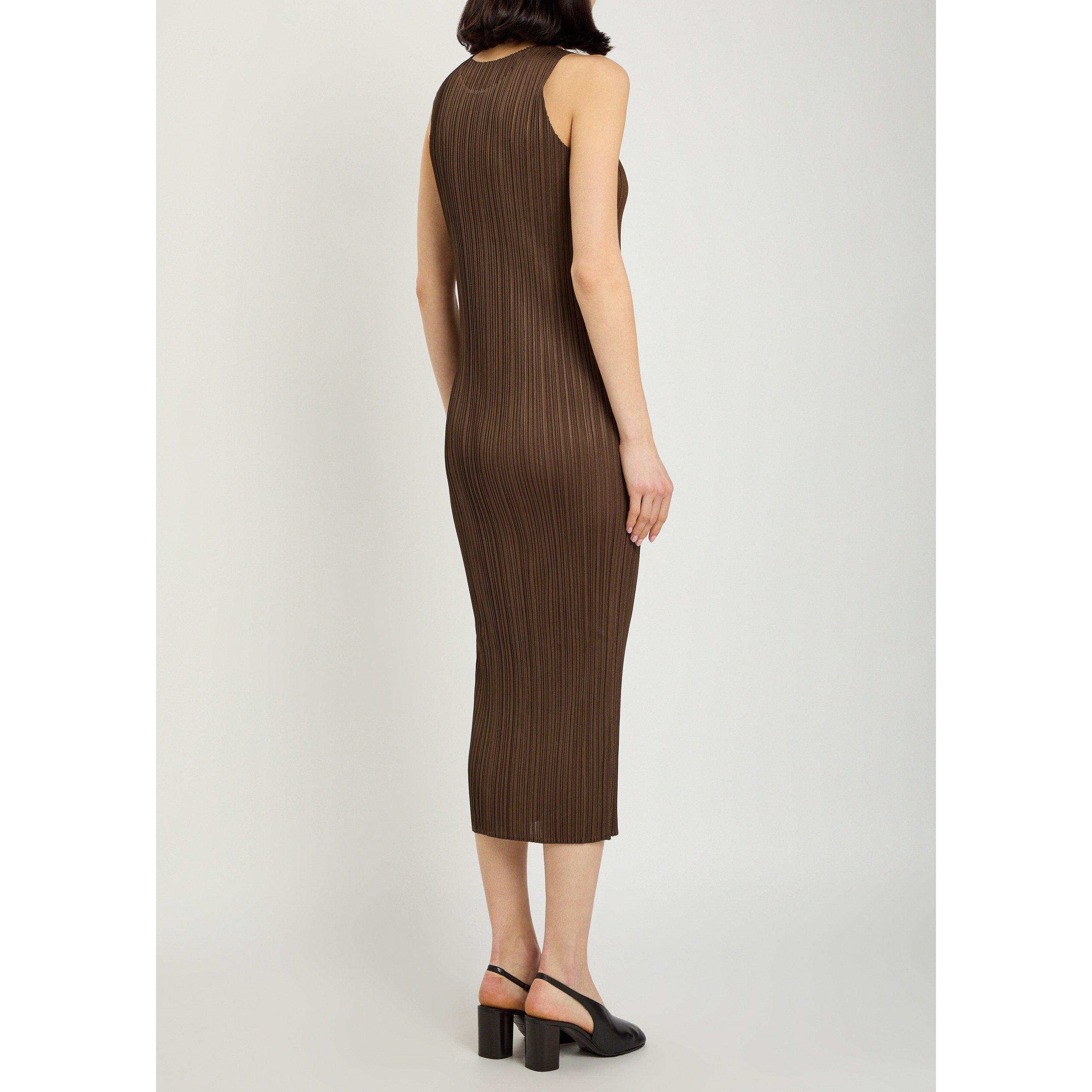 BROWN - Issey Miyake - Women's Pleated Maxi Dress - 3