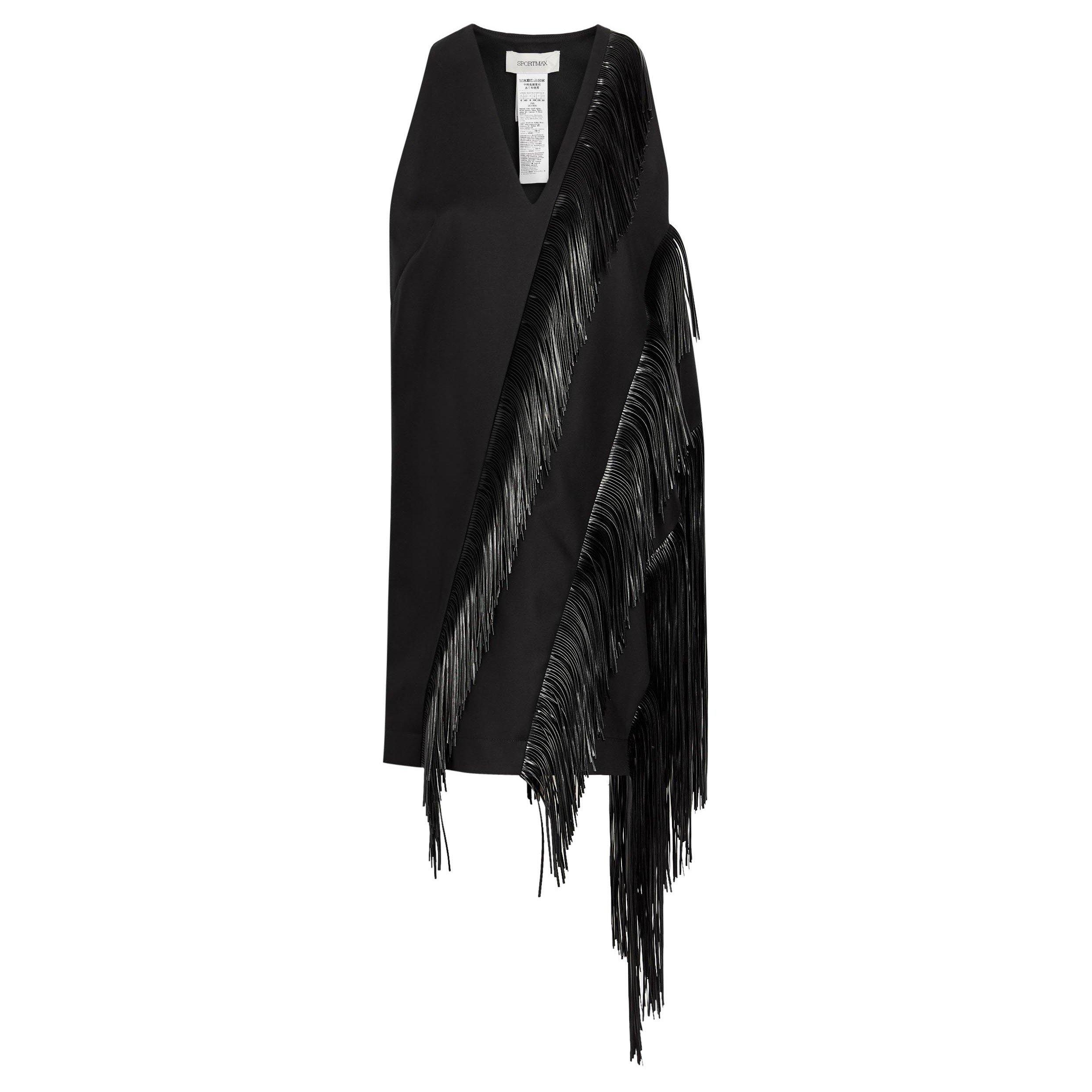 BLACK - Sportmax - Women's Cotton Fringe Mini Dress - 1