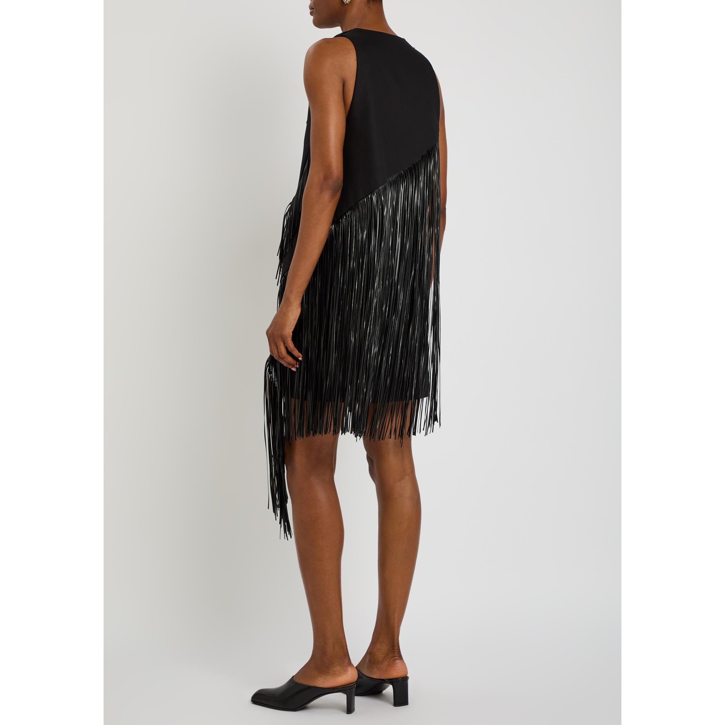 BLACK - Sportmax - Women's Cotton Fringe Mini Dress - 3