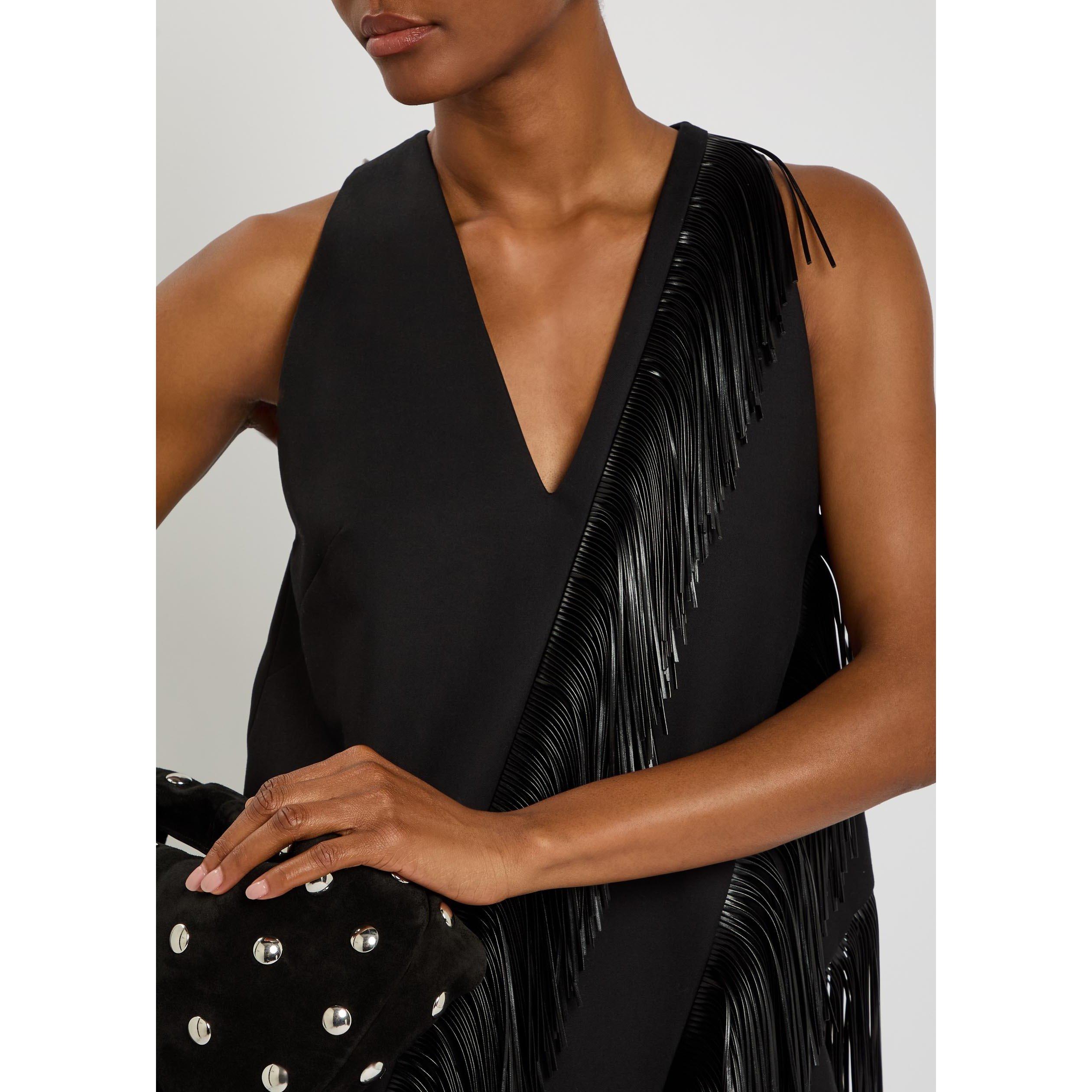 BLACK - Sportmax - Women's Cotton Fringe Mini Dress - 4