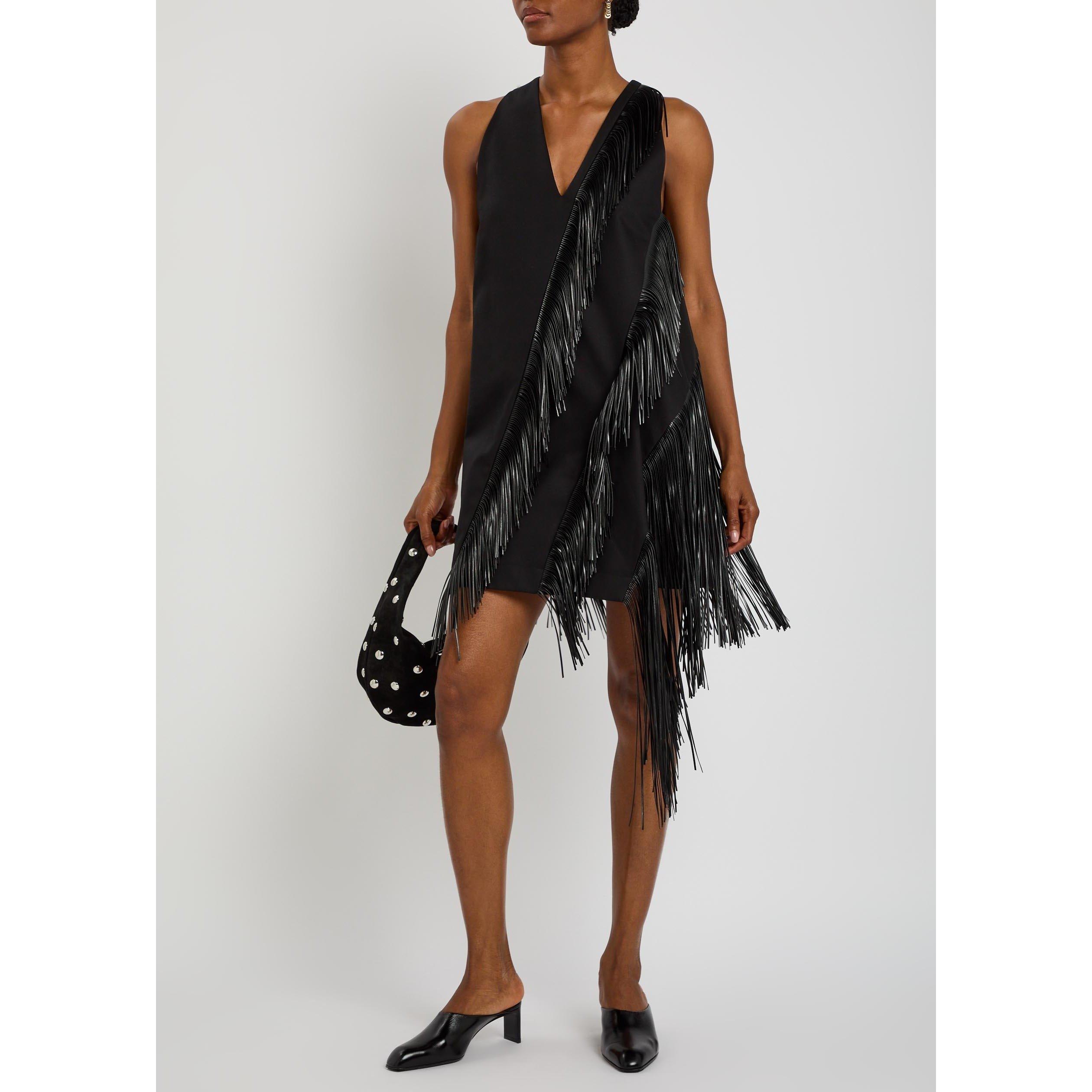BLACK - Sportmax - Women's Cotton Fringe Mini Dress - 5