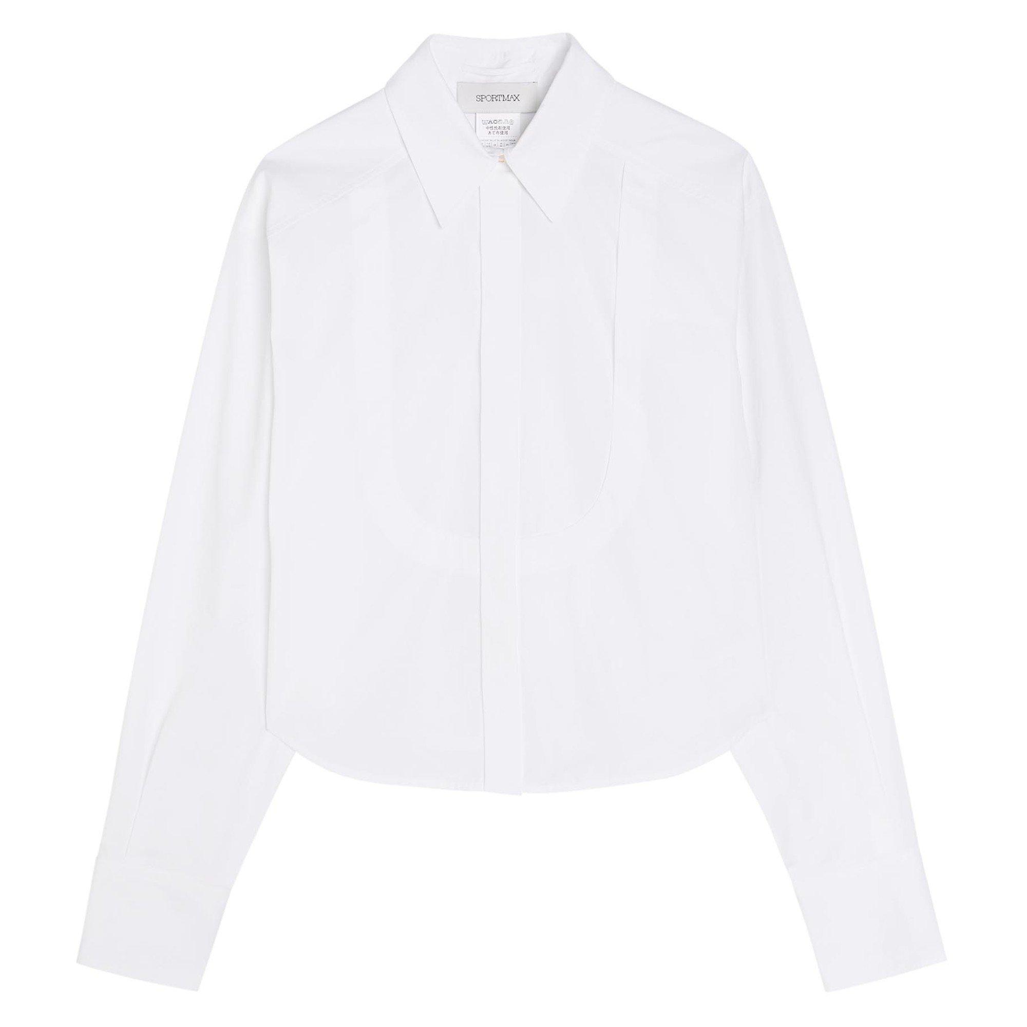 WHITE - Sportmax - Women's Cotton Slim-Fit Plain Shirt - 1