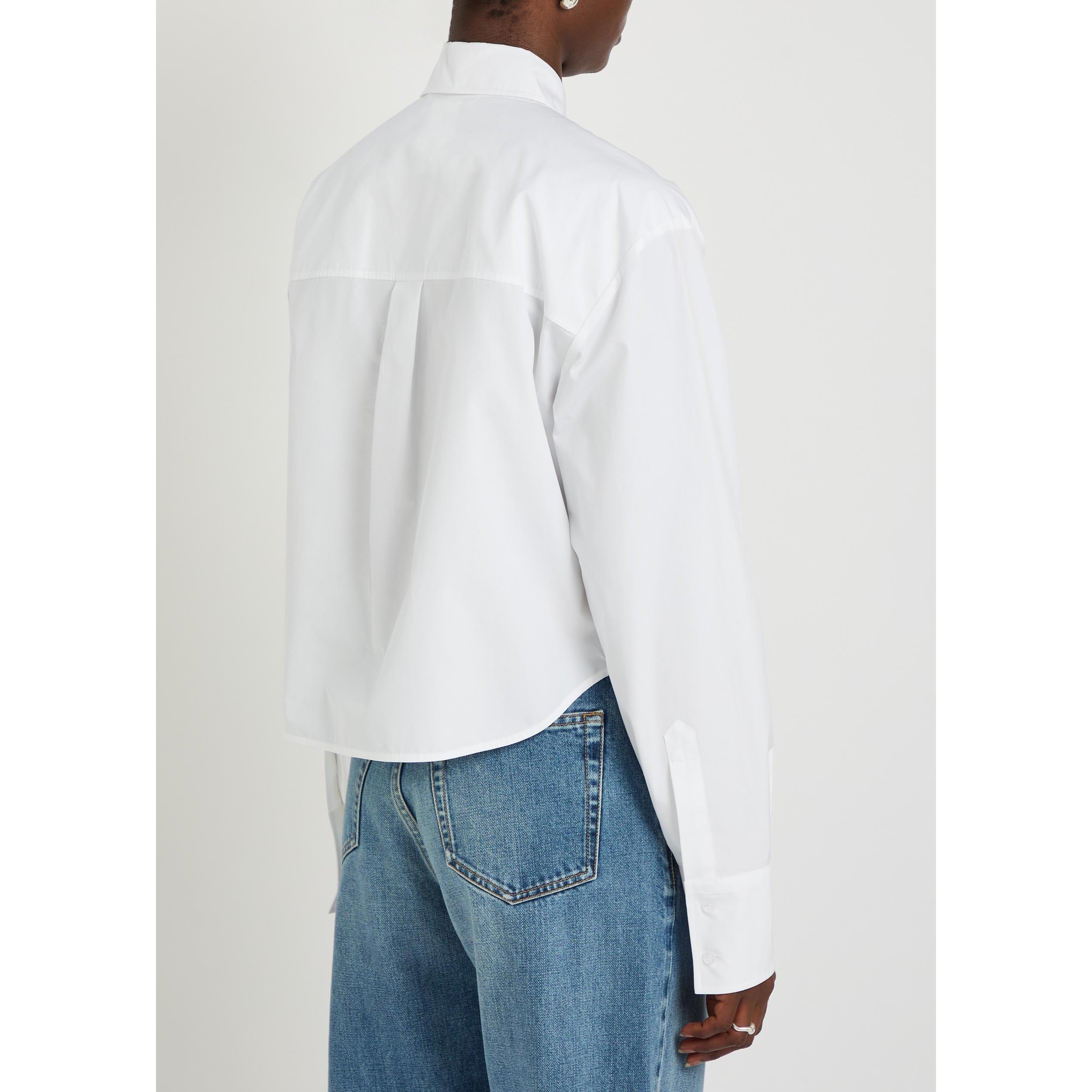 WHITE - Sportmax - Women's Cotton Slim-Fit Plain Shirt - 3