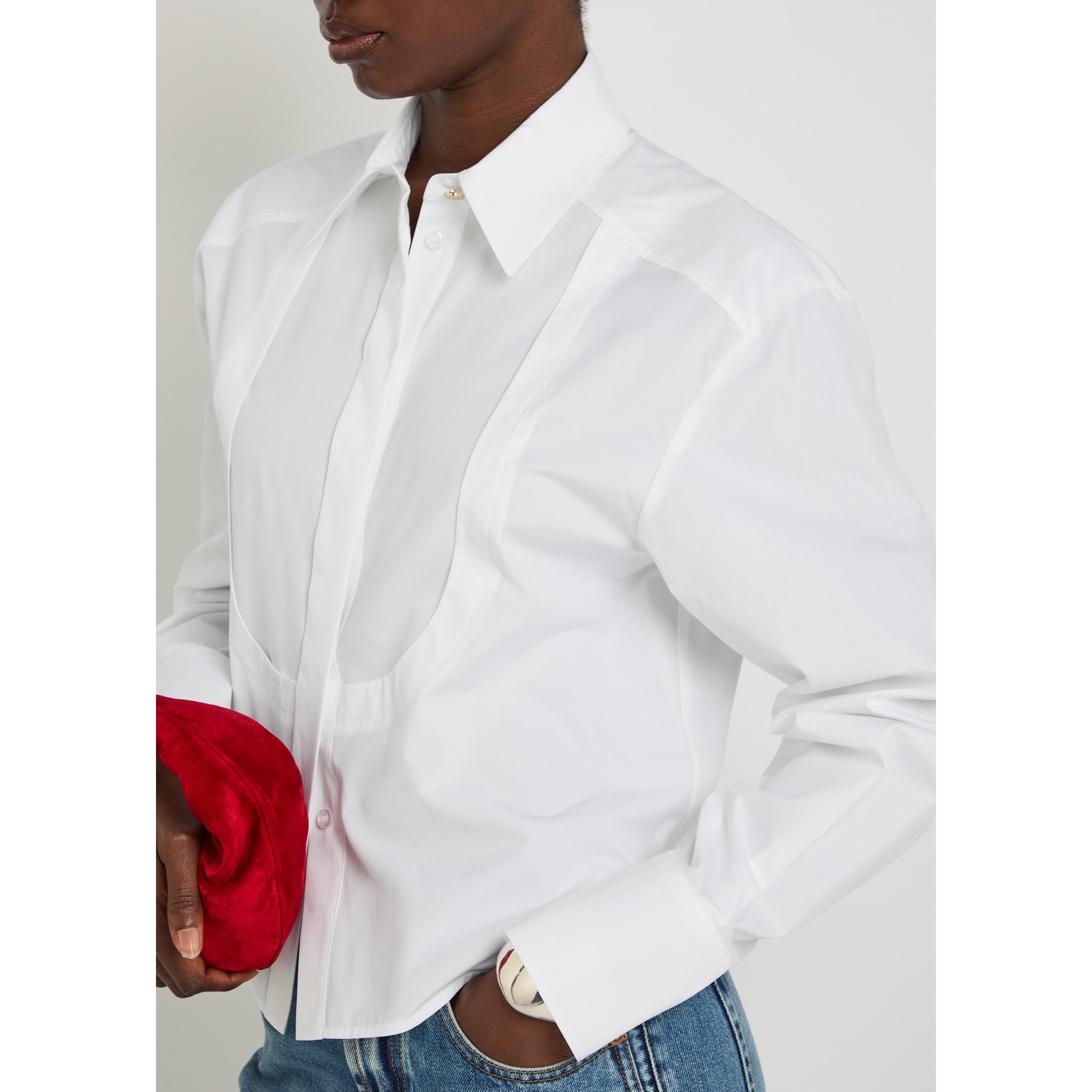 WHITE - Sportmax - Women's Cotton Slim-Fit Plain Shirt - 4