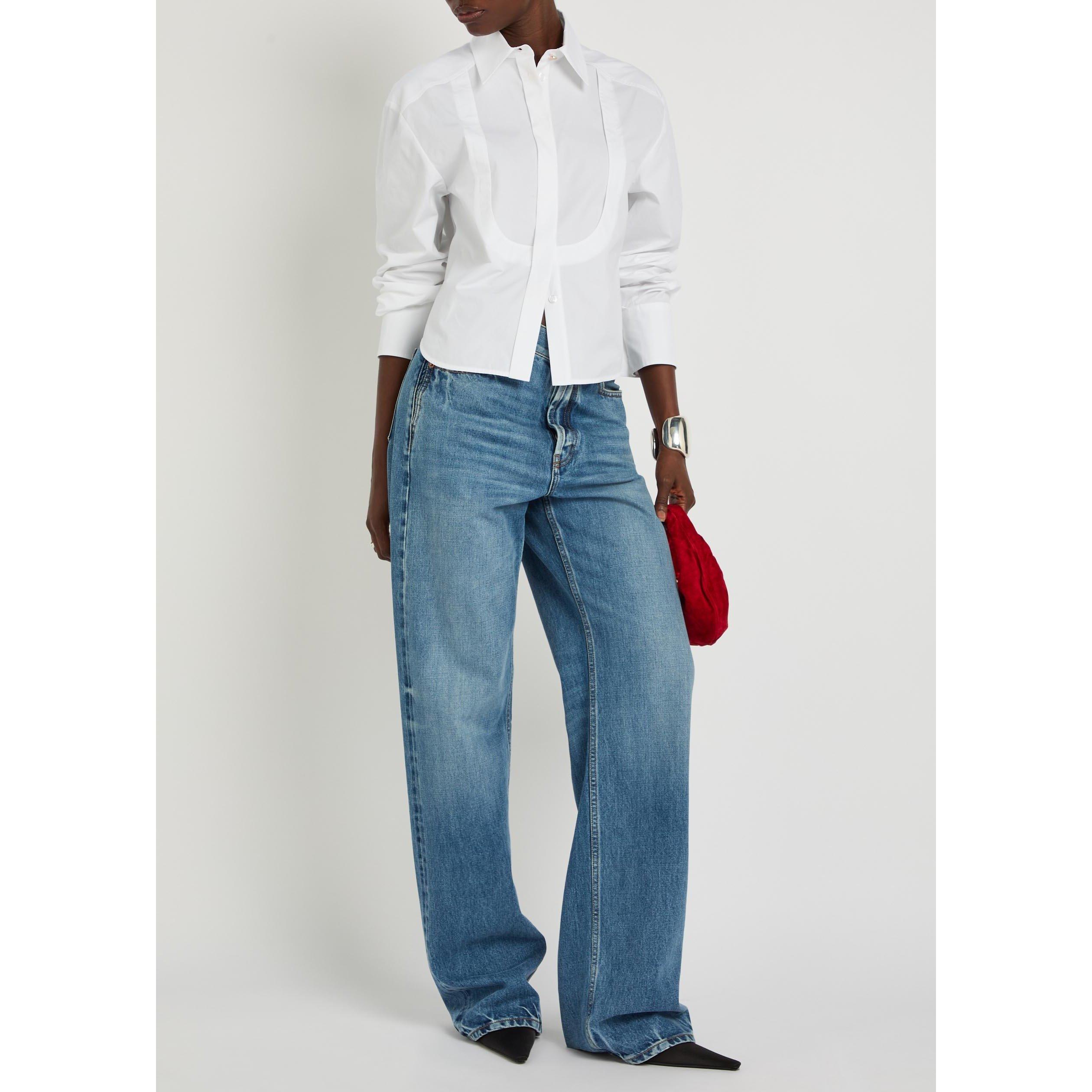 WHITE - Sportmax - Women's Cotton Slim-Fit Plain Shirt - 5