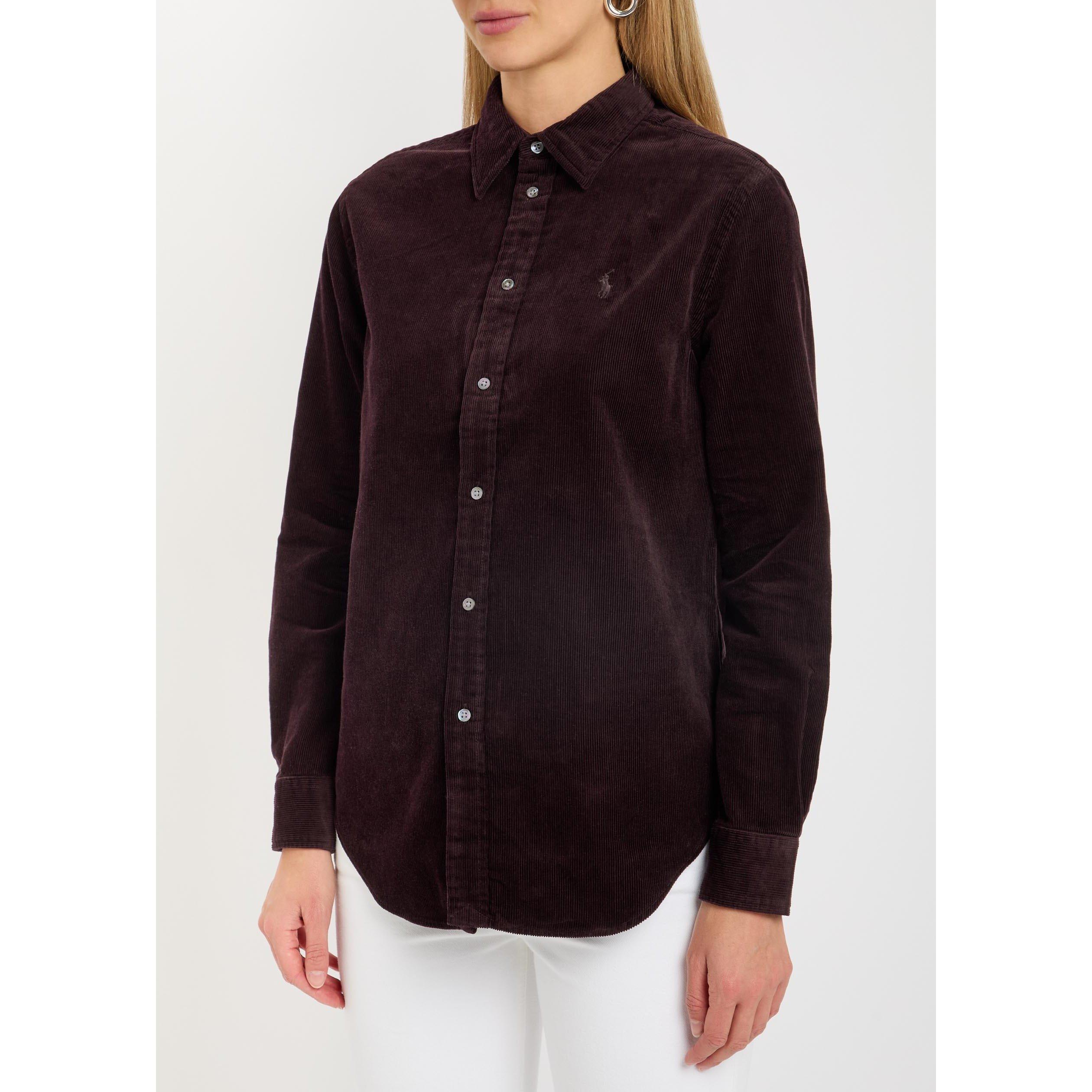 DARK BROWN - Polo Ralph Lauren - Women's Cotton Long-Sleeve Corduroy Shirt - 2