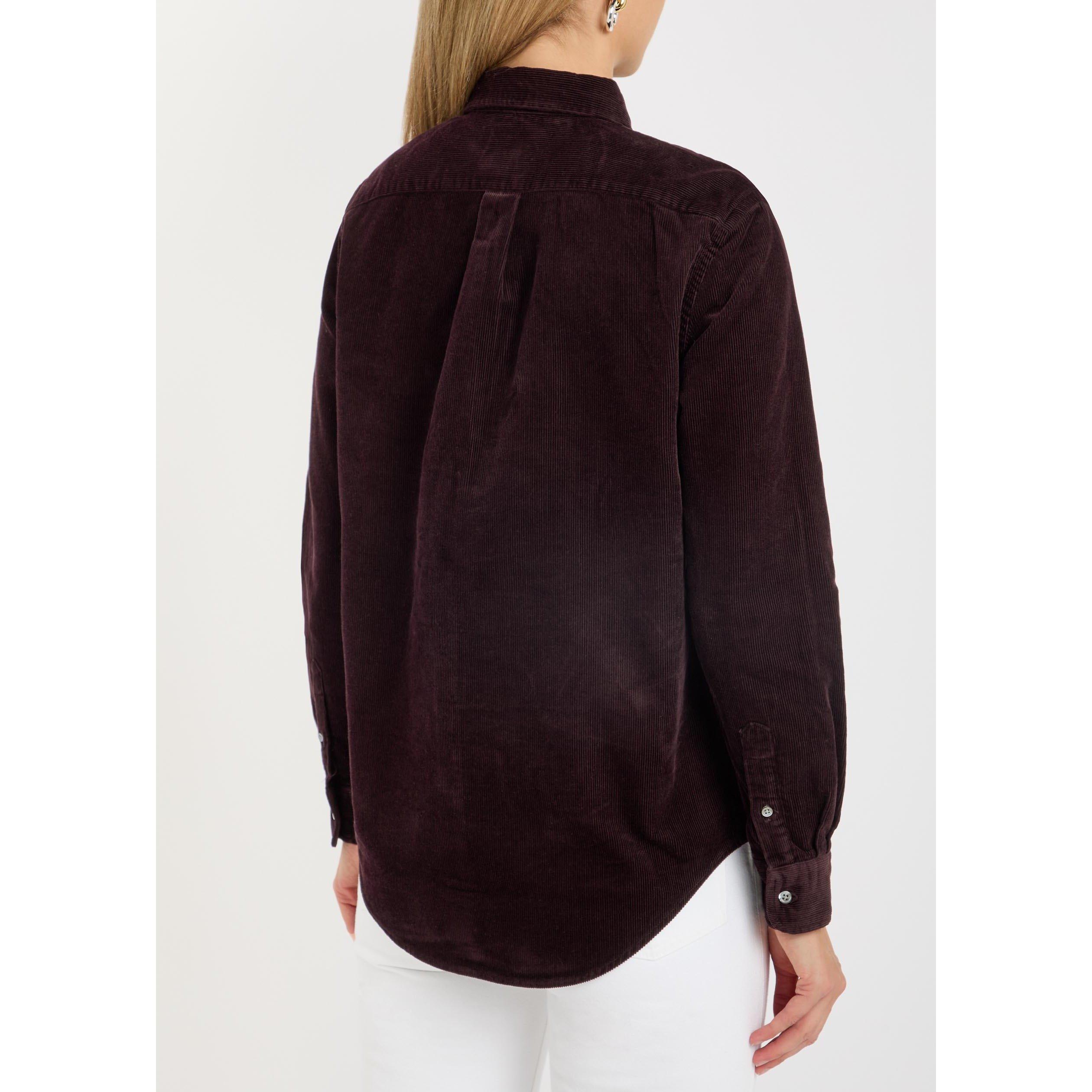 DARK BROWN - Polo Ralph Lauren - Women's Cotton Long-Sleeve Corduroy Shirt - 3