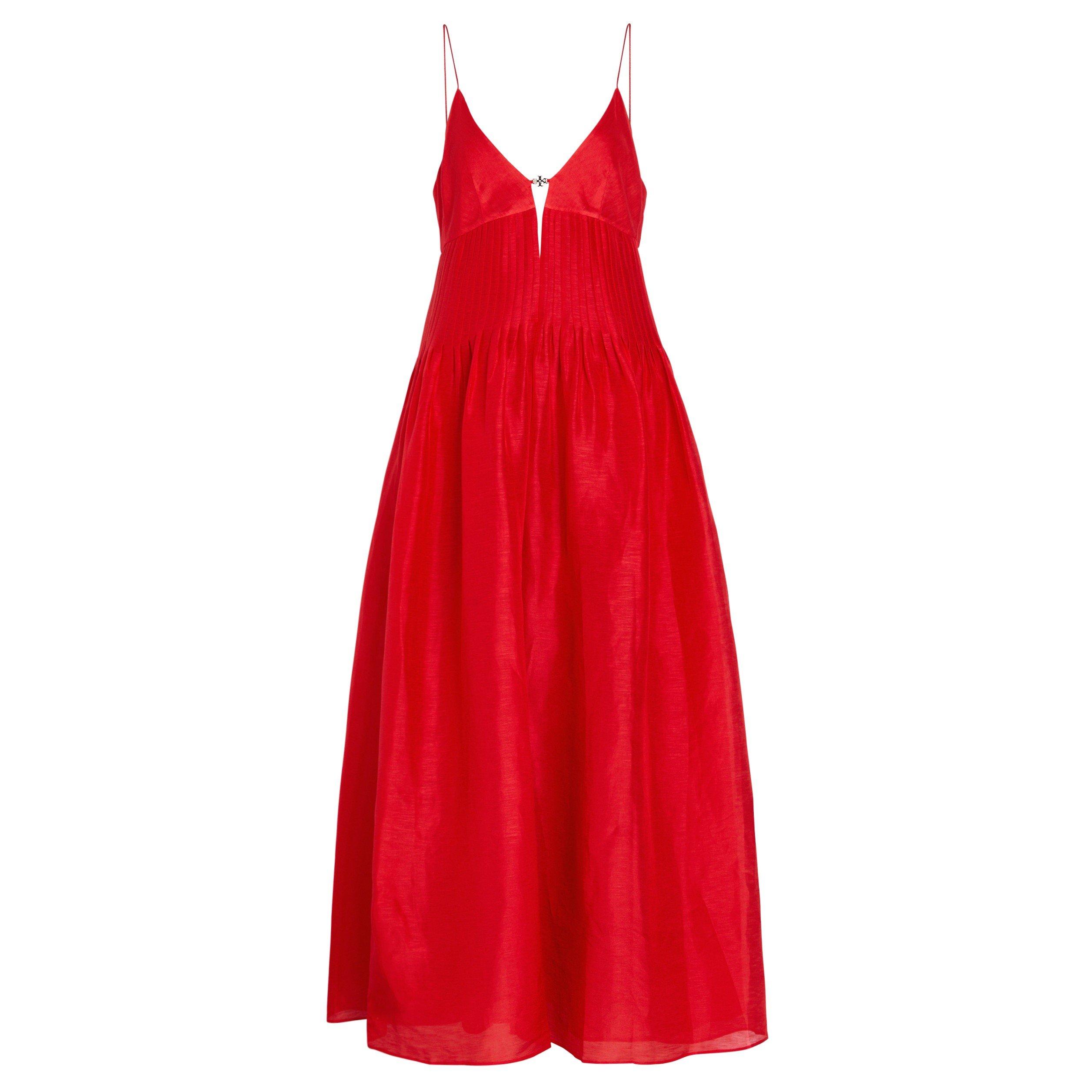 BRIGHT RED - Tory Burch - Women's Linen Maxi Dress - 1