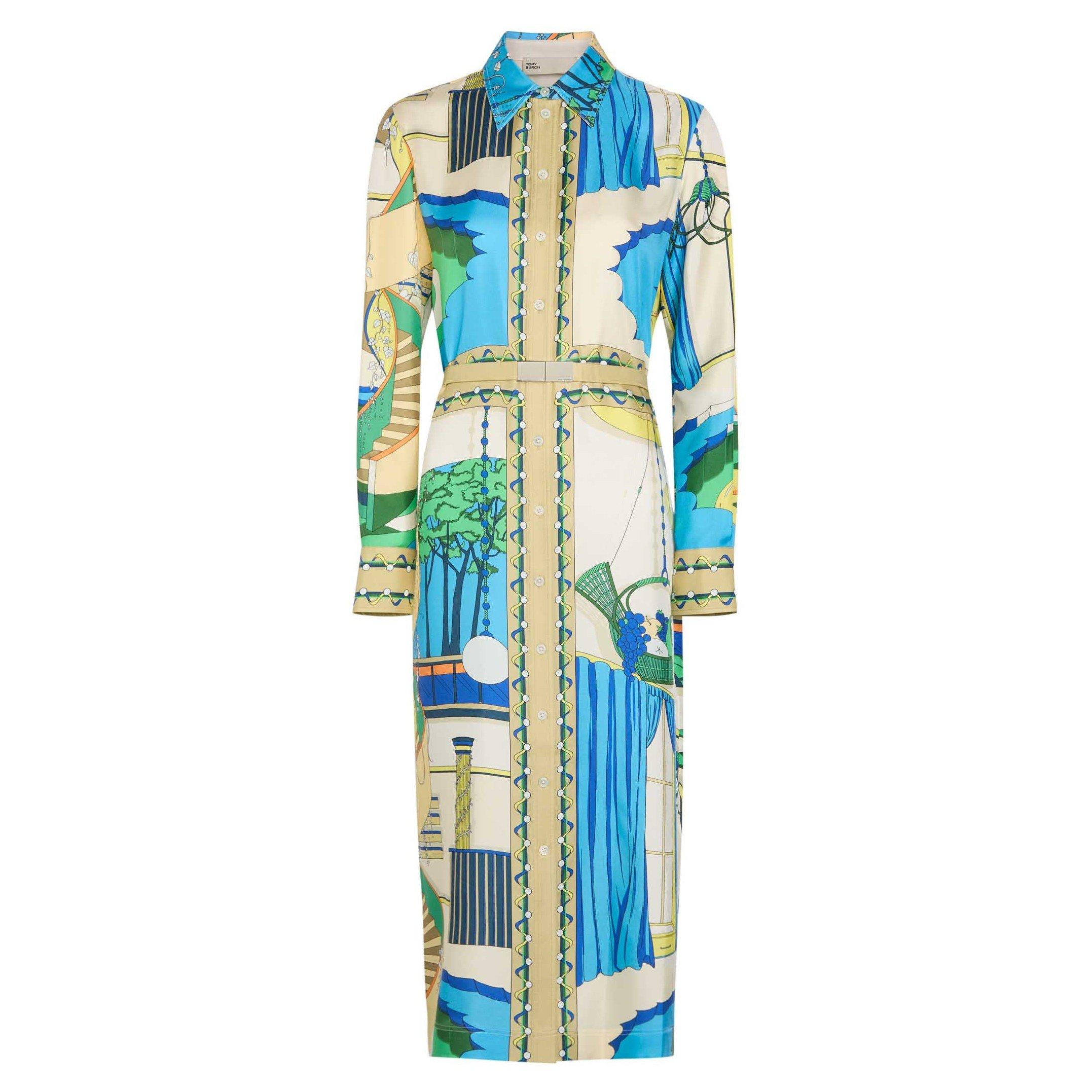Tory Burch MD PRINTED SILK SHIRT MIDI DRE