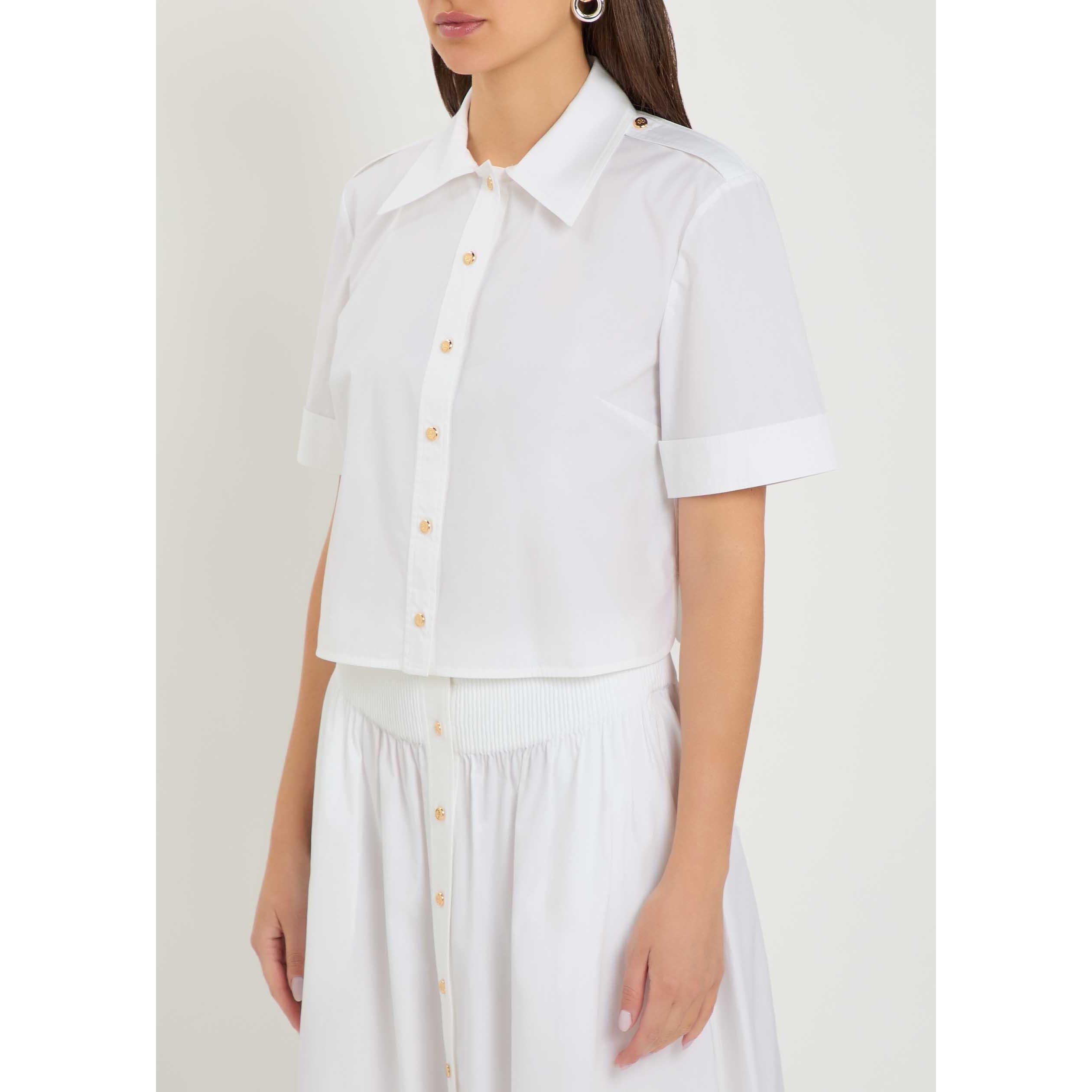 WHITE - Tory Burch - Women's Romy Poplin Short-Sleeve Camp Shirt - 2