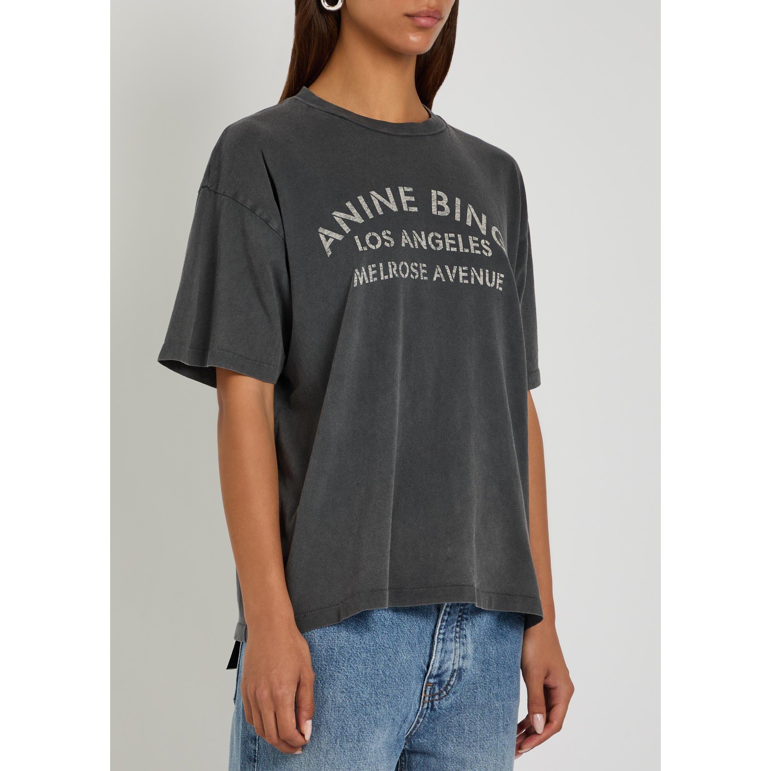 BLACK - Anine Bing - Women's Cade Melrose Logo Cotton Oversized-Fit T-Shirt - 2