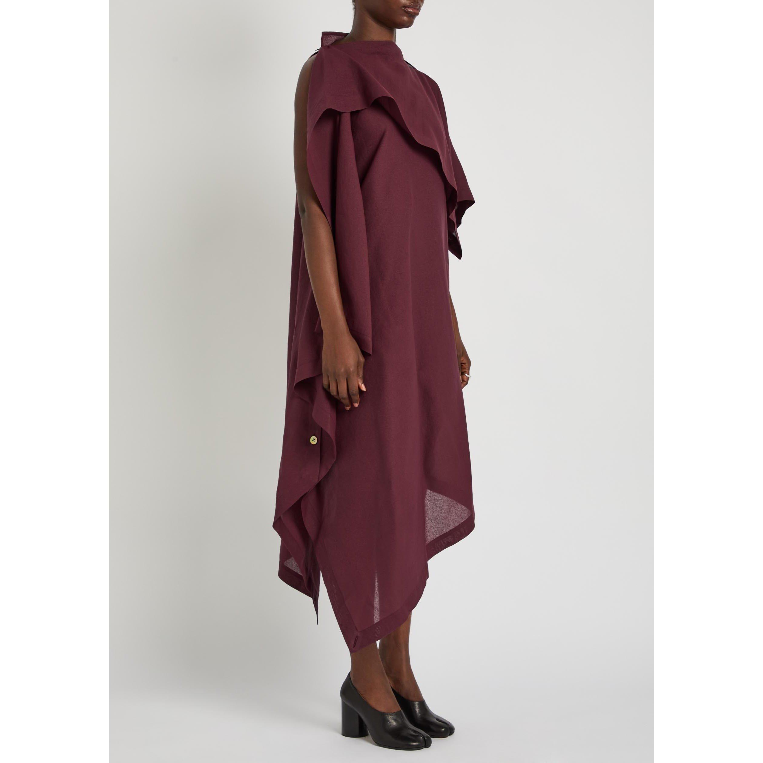 BURGUNDY - Issey Miyake - Women's All Squares Paper Blend Maxi Dress - 2