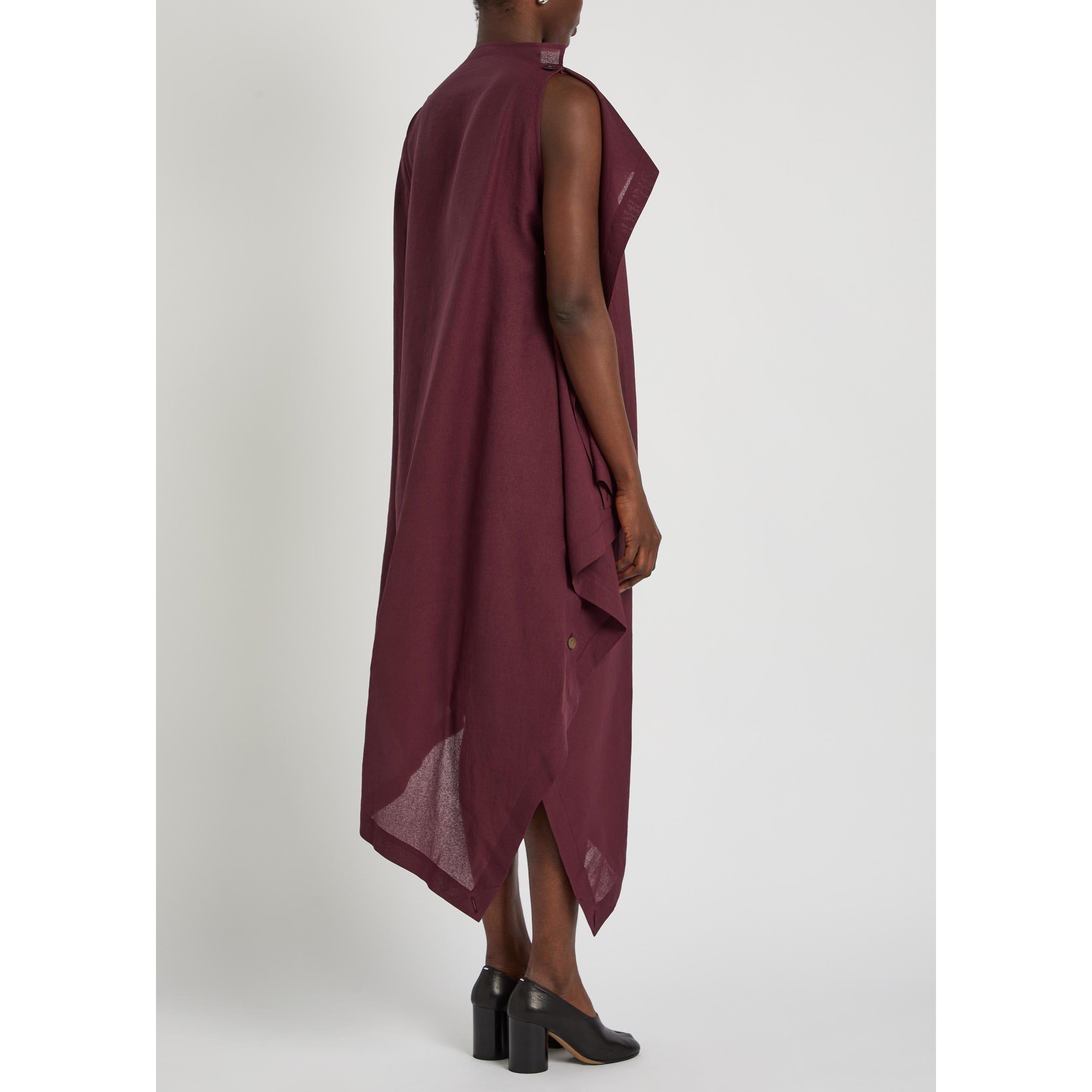 BURGUNDY - Issey Miyake - Women's All Squares Paper Blend Maxi Dress - 3