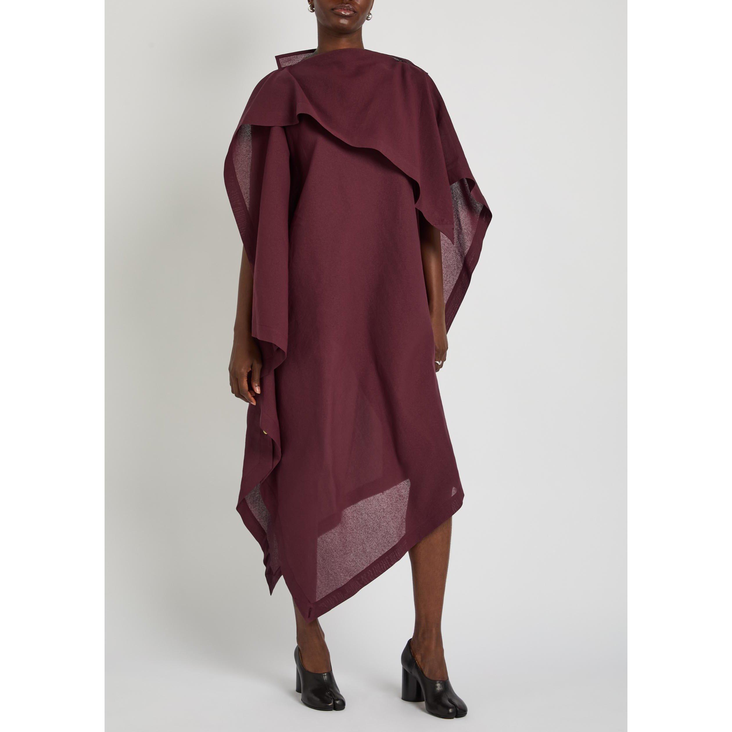 BURGUNDY - Issey Miyake - Women's All Squares Paper Blend Maxi Dress - 5