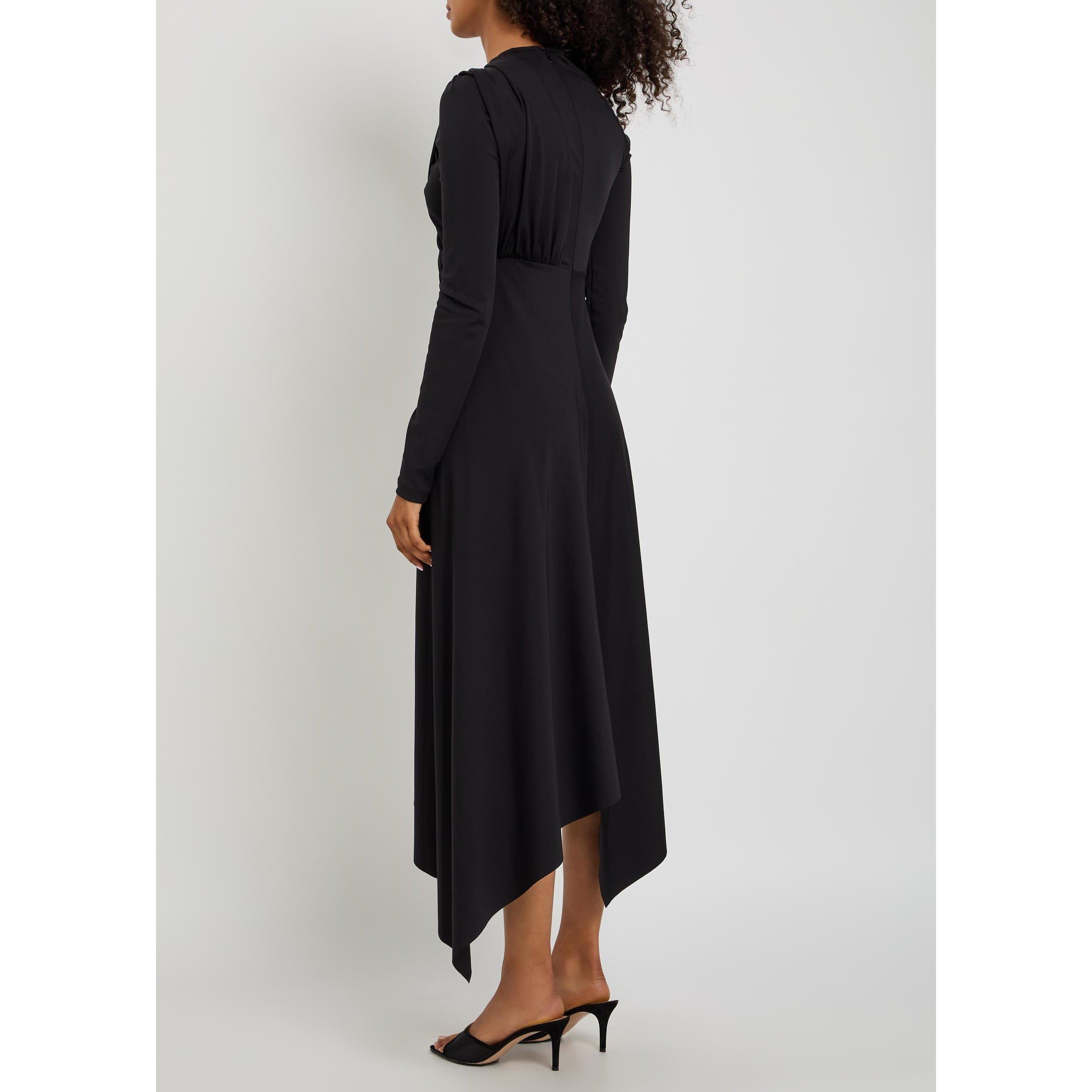 BLACK - Victoria Beckham - LONG SLEEVE WRAP DRESS - 3
