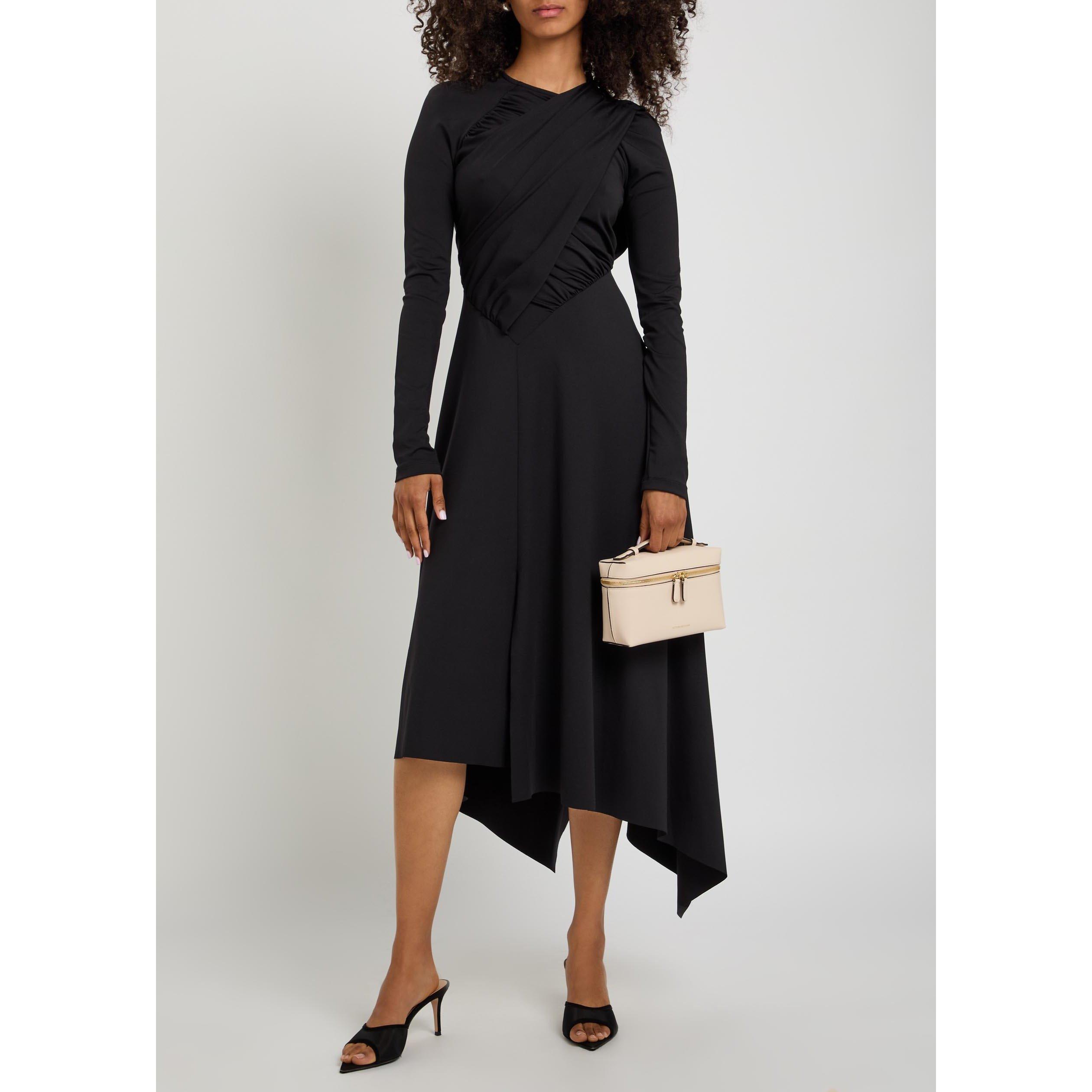 BLACK - Victoria Beckham - LONG SLEEVE WRAP DRESS - 5