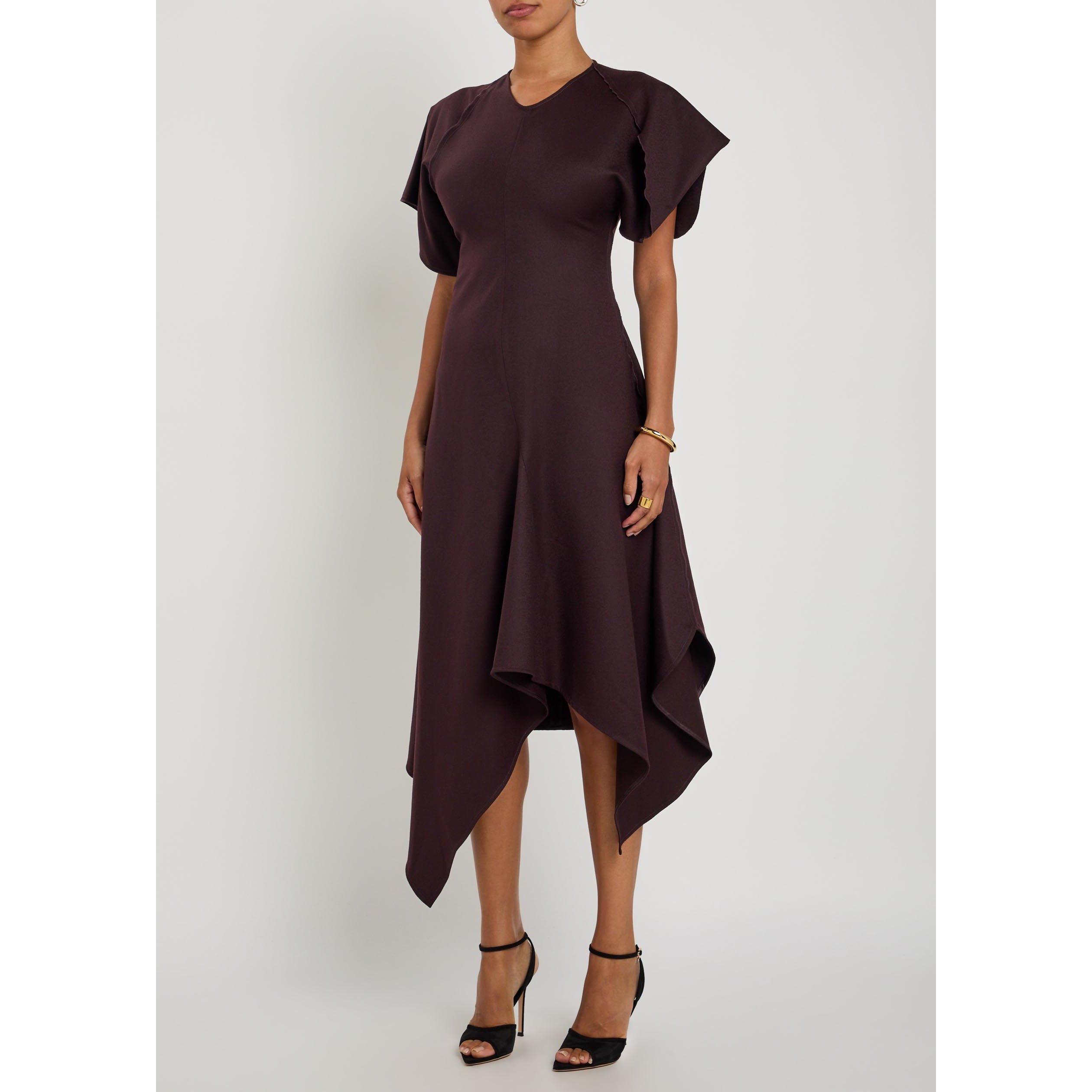 BORDEAUX - Victoria Beckham - V-NECK DRAPED DRESS - 2