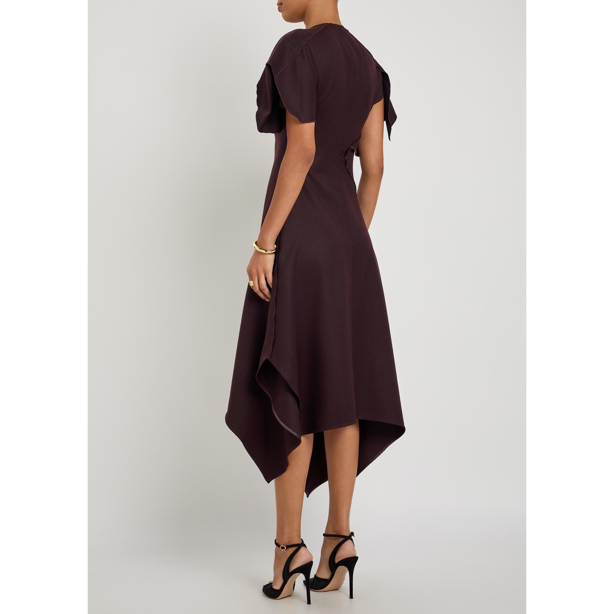 BORDEAUX - Victoria Beckham - V-NECK DRAPED DRESS - 3