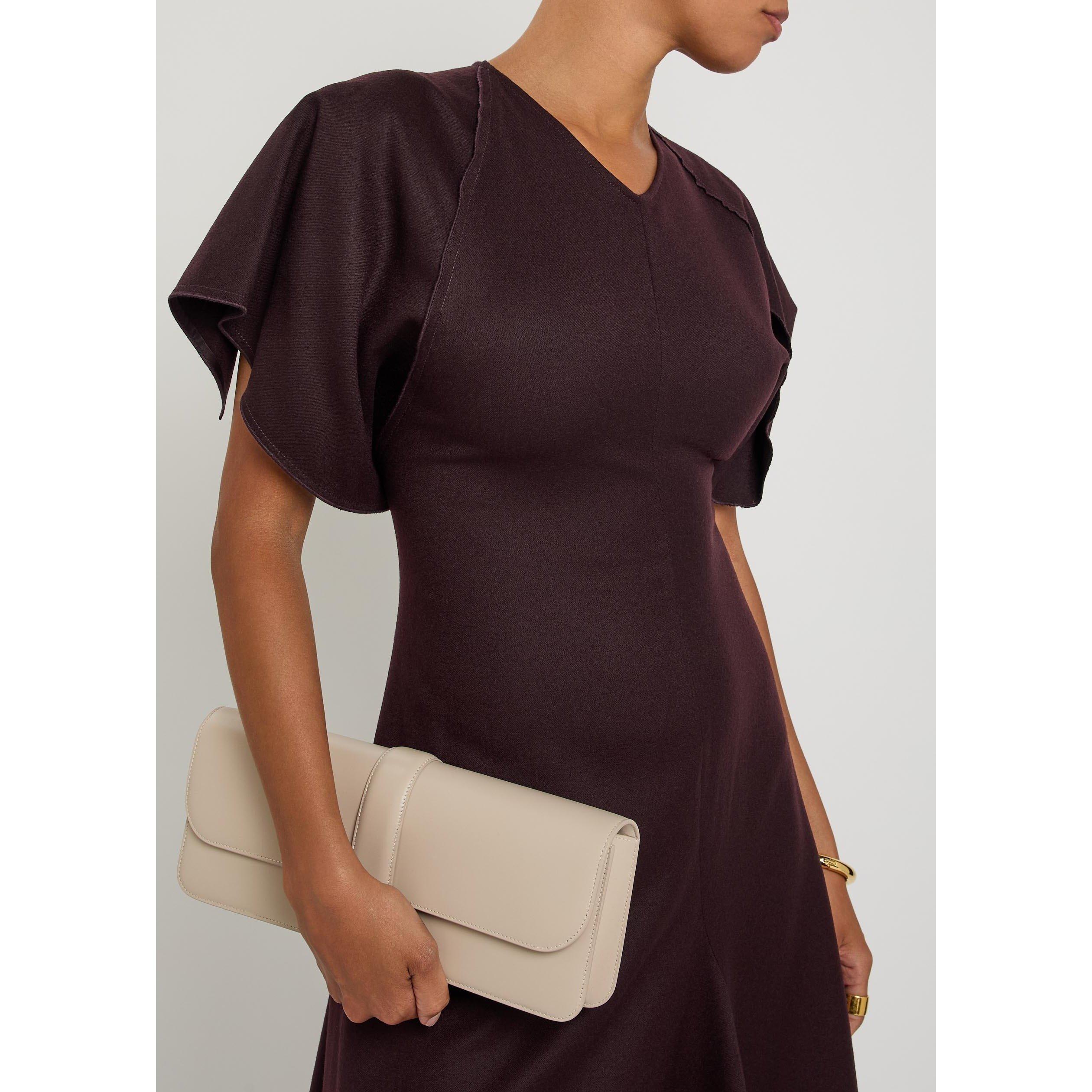 BORDEAUX - Victoria Beckham - V-NECK DRAPED DRESS - 4