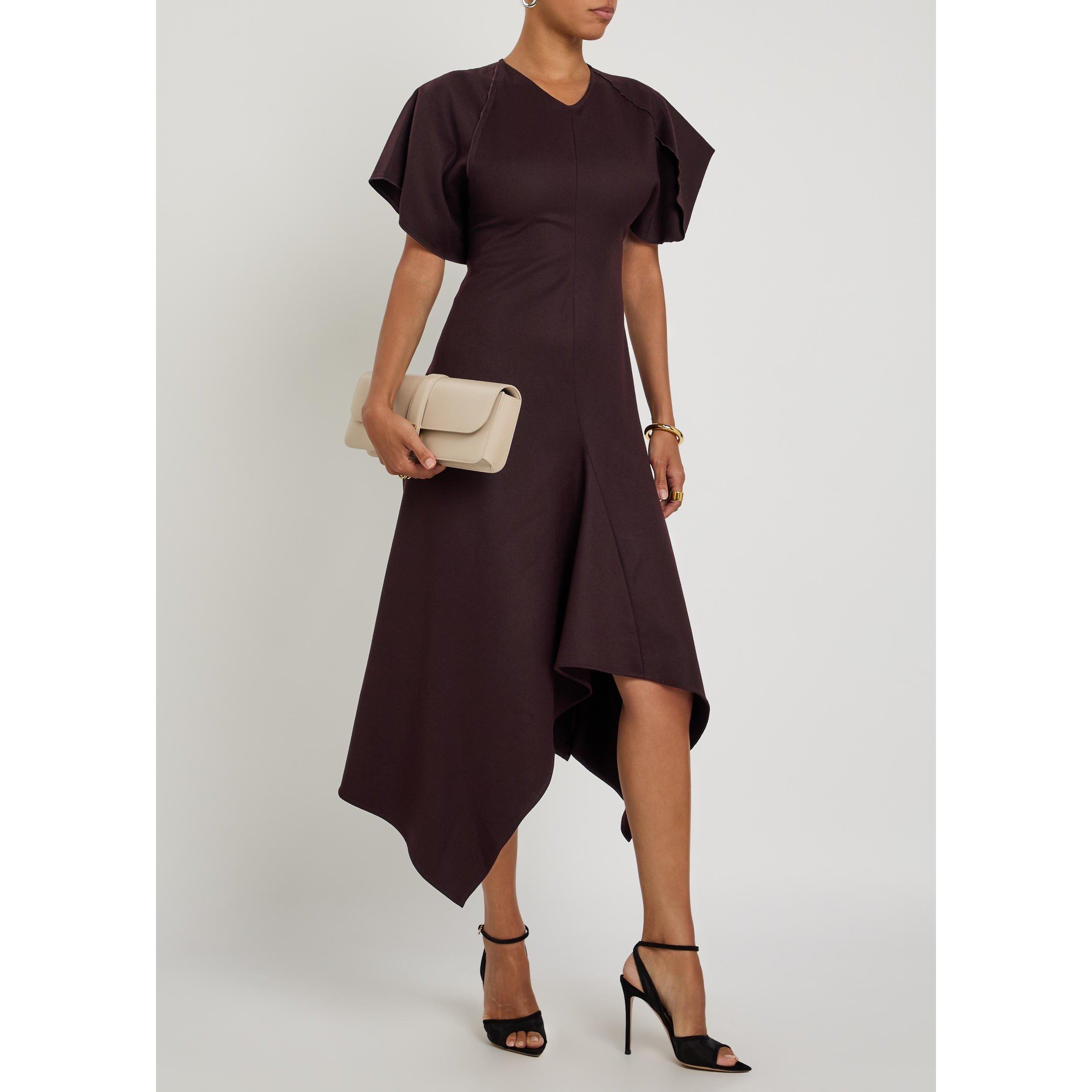 BORDEAUX - Victoria Beckham - V-NECK DRAPED DRESS - 5