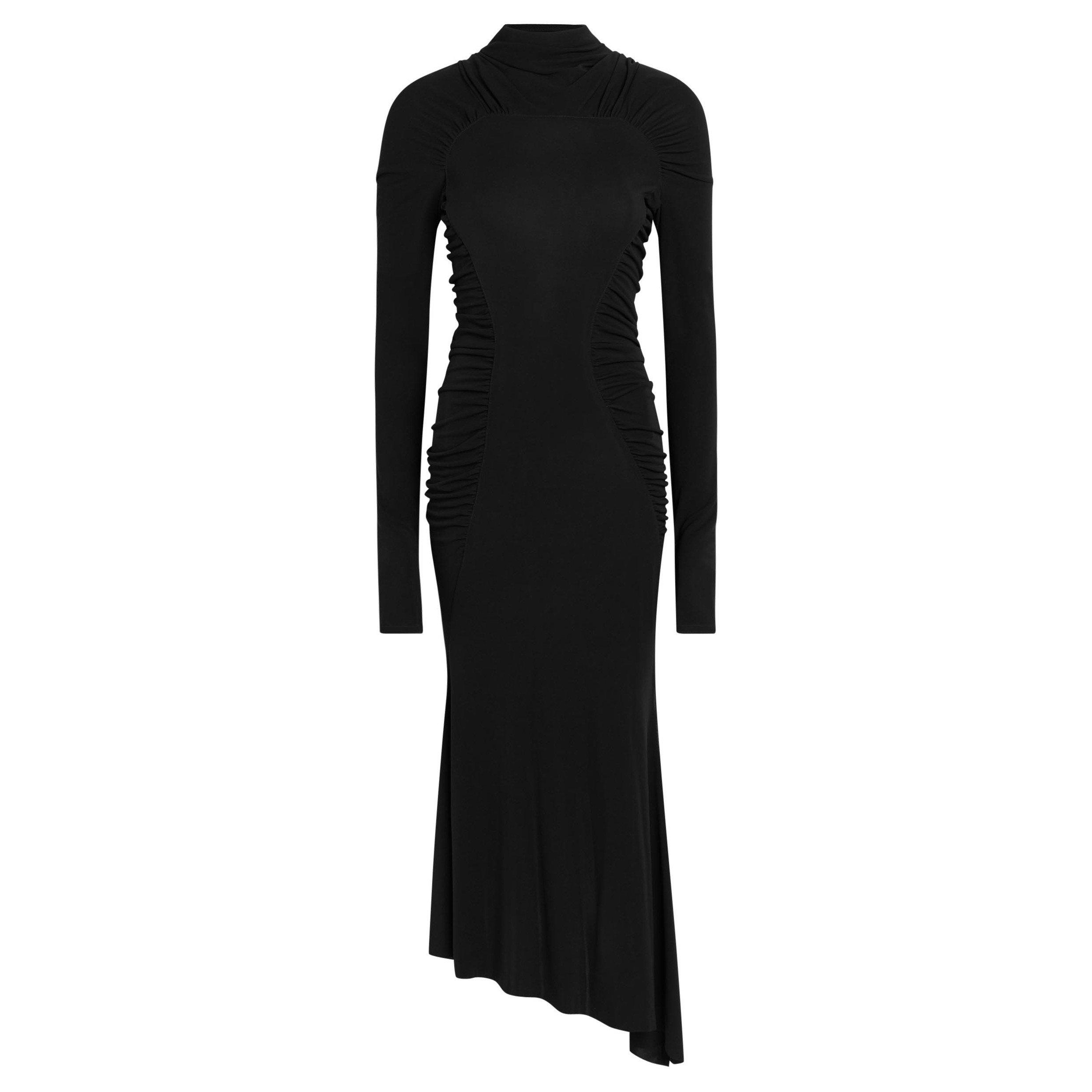 BLACK - Victoria Beckham - LONG SLEEVE GATHERED DRESS - 1