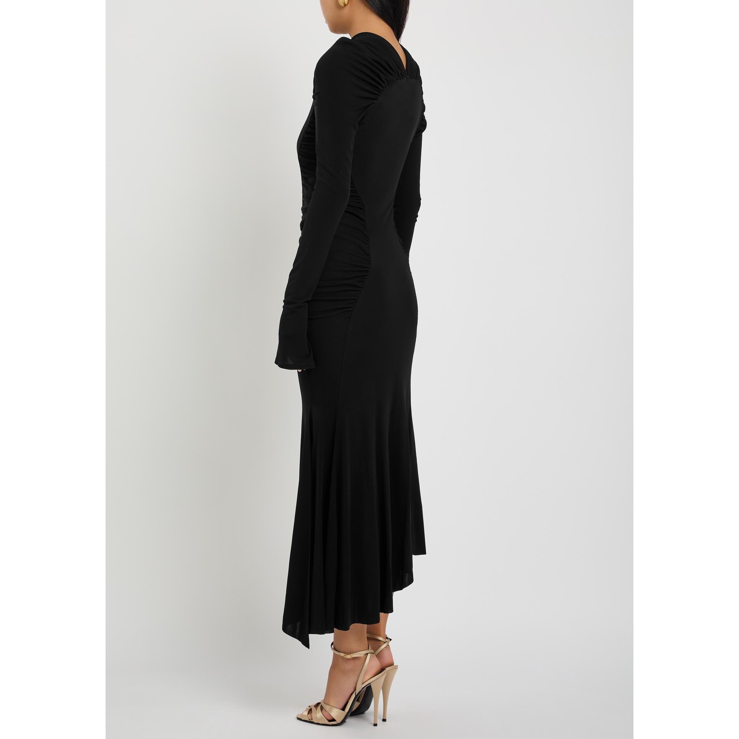 BLACK - Victoria Beckham - LONG SLEEVE GATHERED DRESS - 3