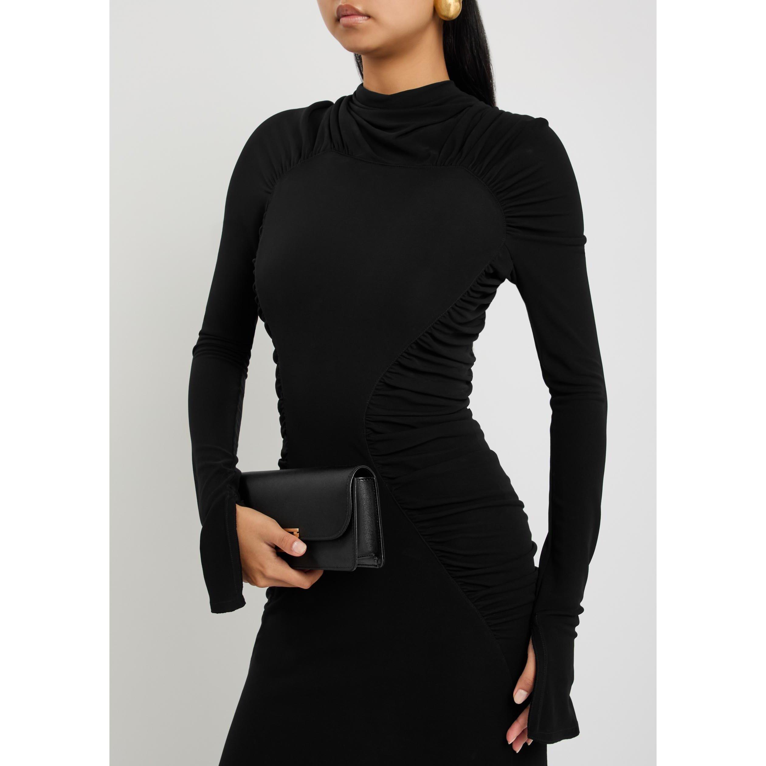 BLACK - Victoria Beckham - LONG SLEEVE GATHERED DRESS - 4