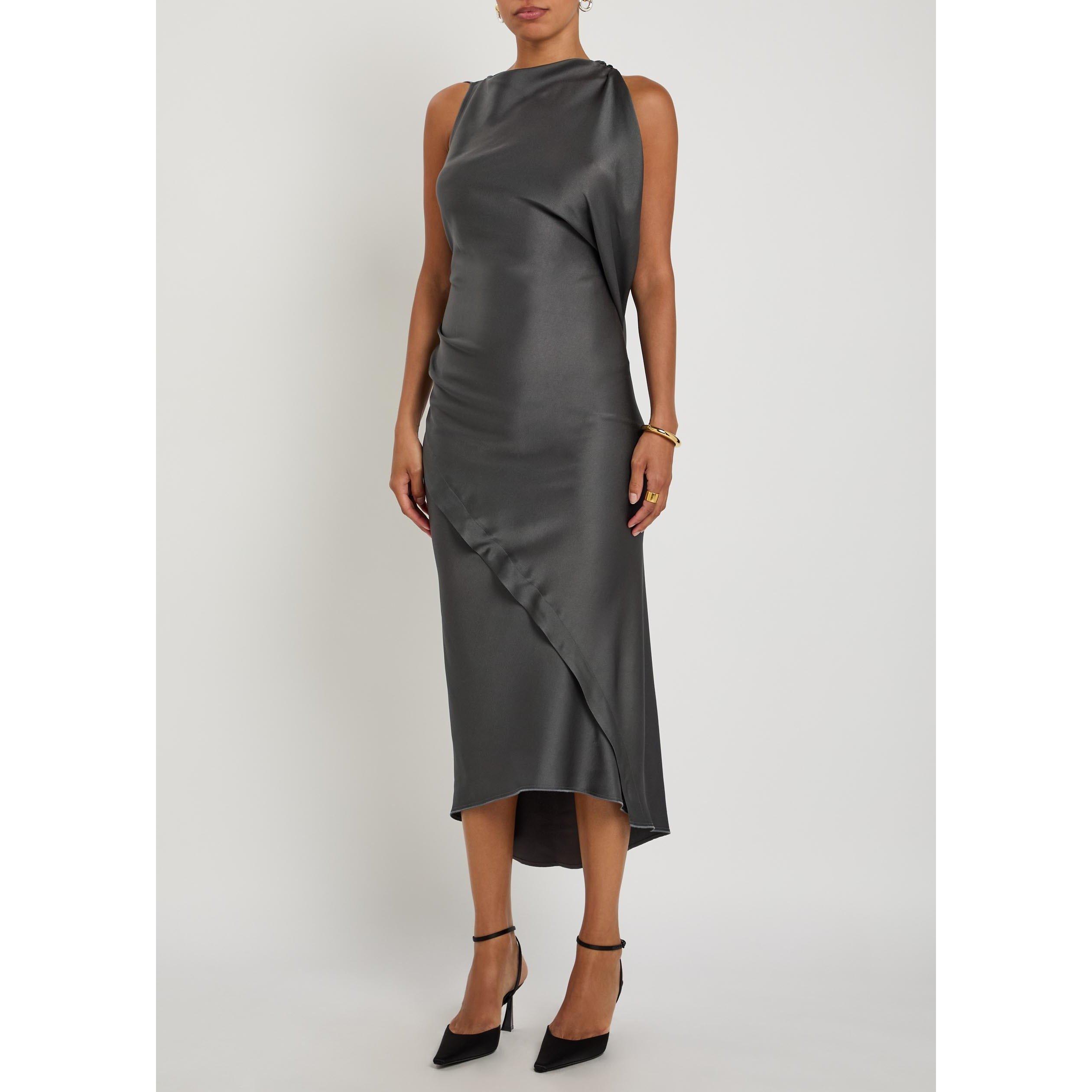 BROWN - Victoria Beckham - SLEEVELESS DRAPED DRESS - 2
