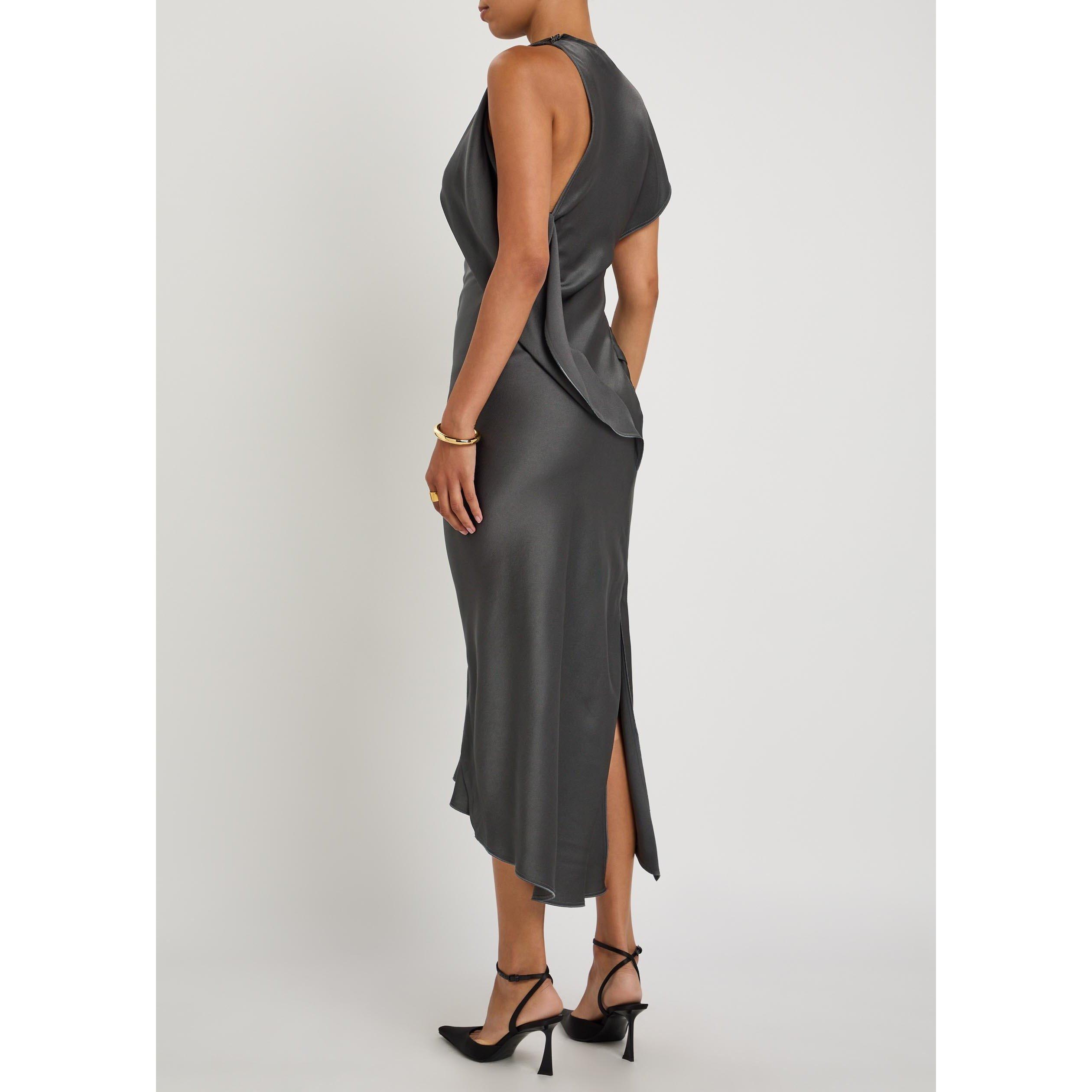 BROWN - Victoria Beckham - SLEEVELESS DRAPED DRESS - 3