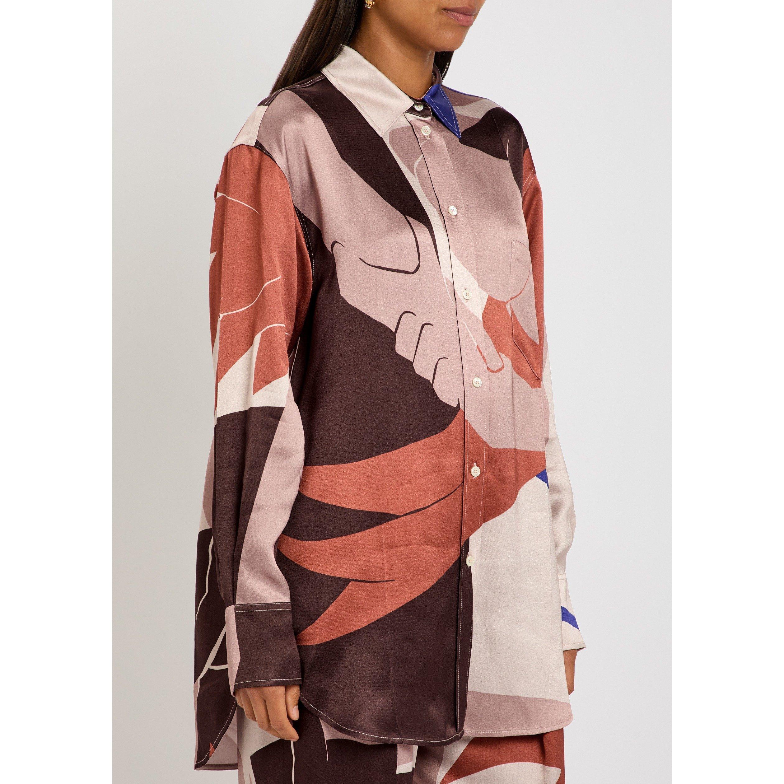 PINK AND OTHER - Victoria Beckham - Women's Remi Long-Sleeve Viscose Patterned Shirt - 2