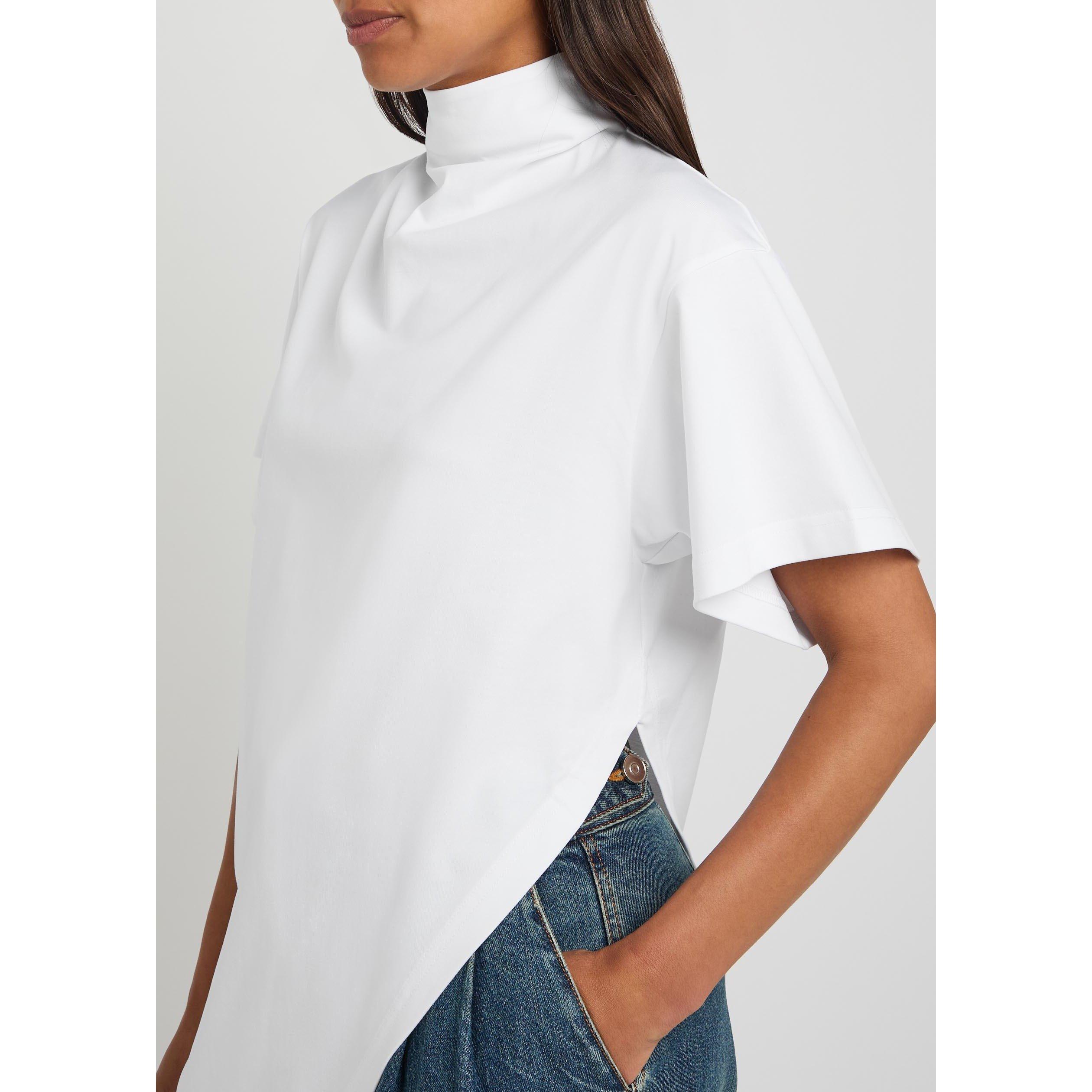 WHITE - Alaia - TRIANGLE TSHIRT COTTON JERSEY - 4