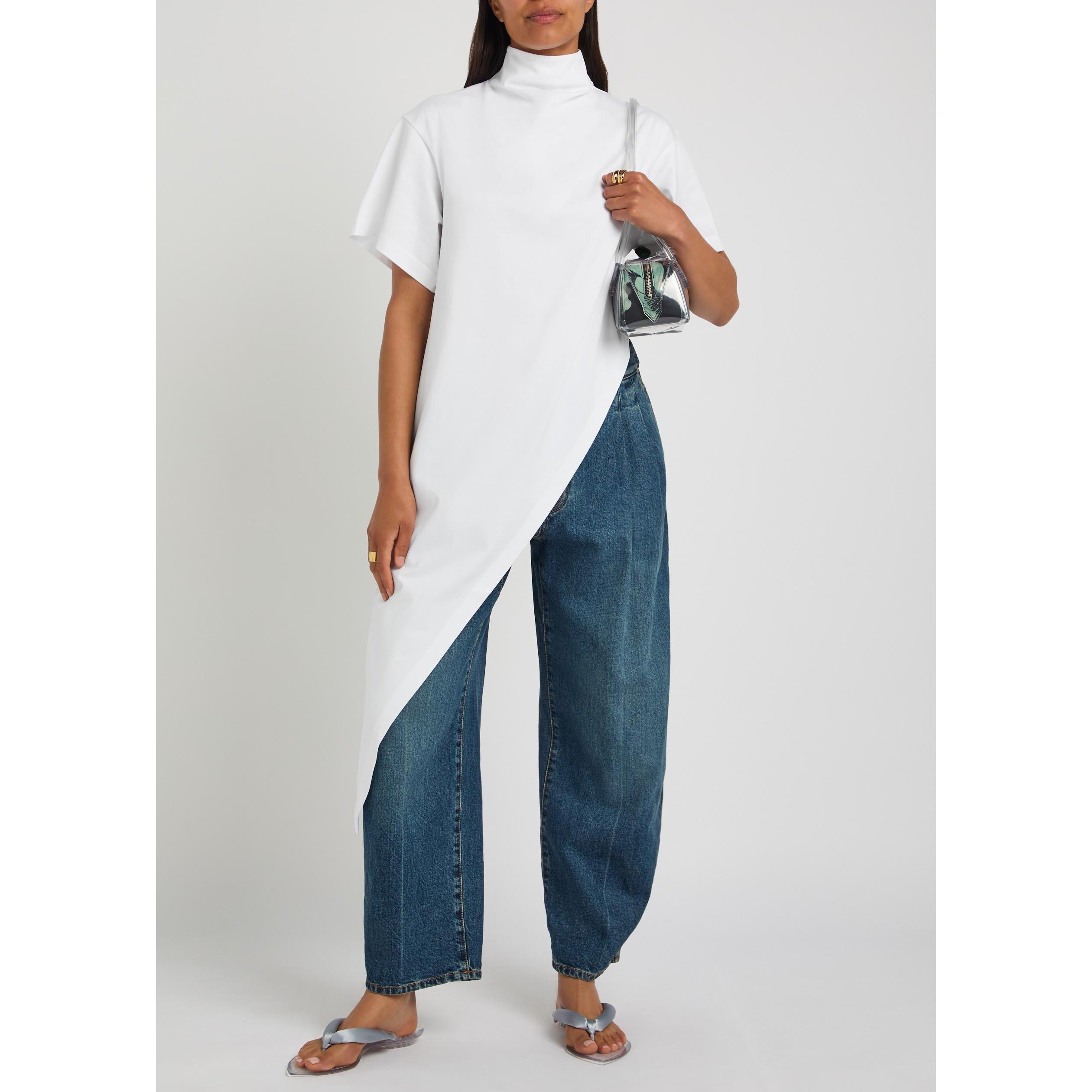 WHITE - Alaia - TRIANGLE TSHIRT COTTON JERSEY - 5