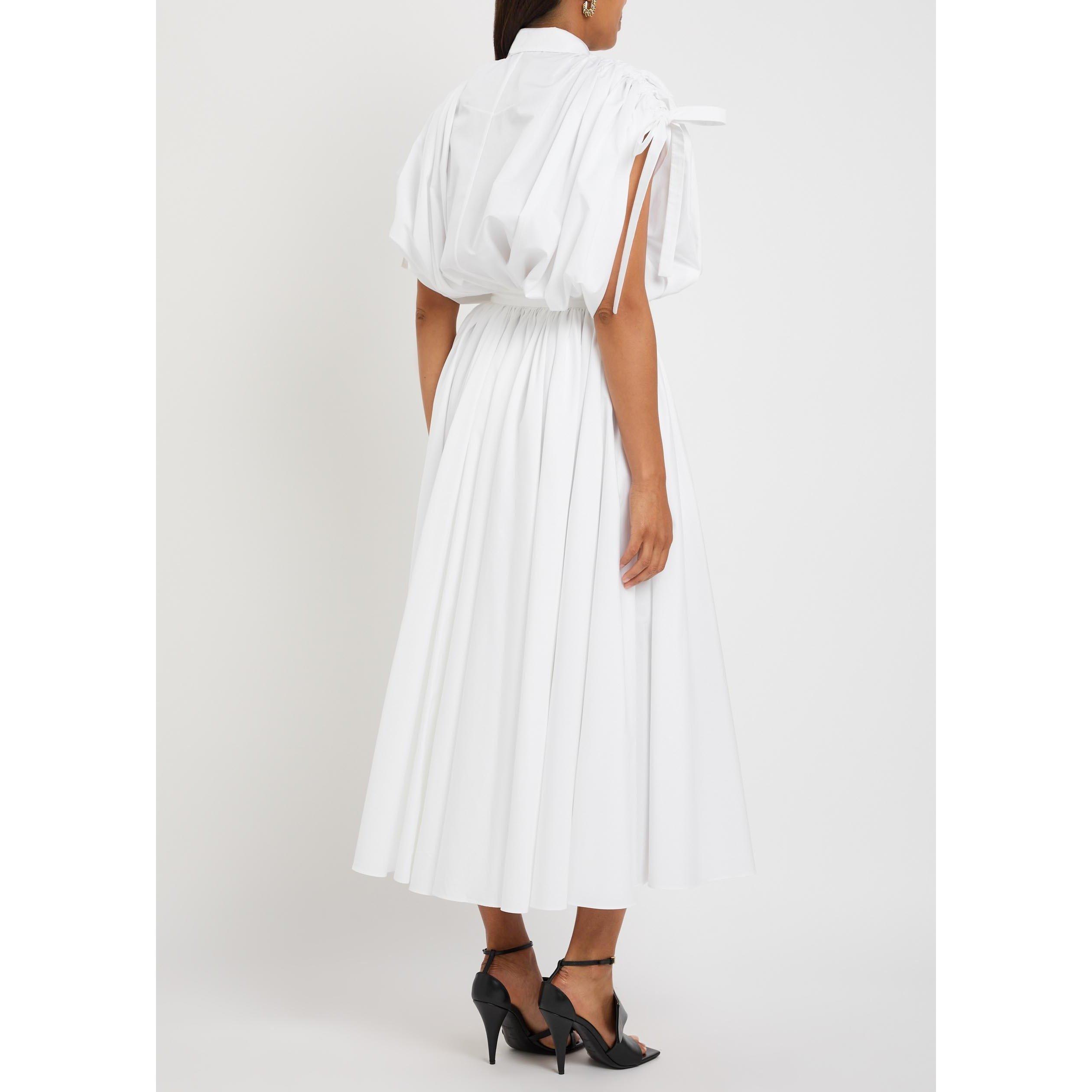 WHITE - GIVENCHY - HIGH COLLAR RUCHED SHIRT DRESS - 3