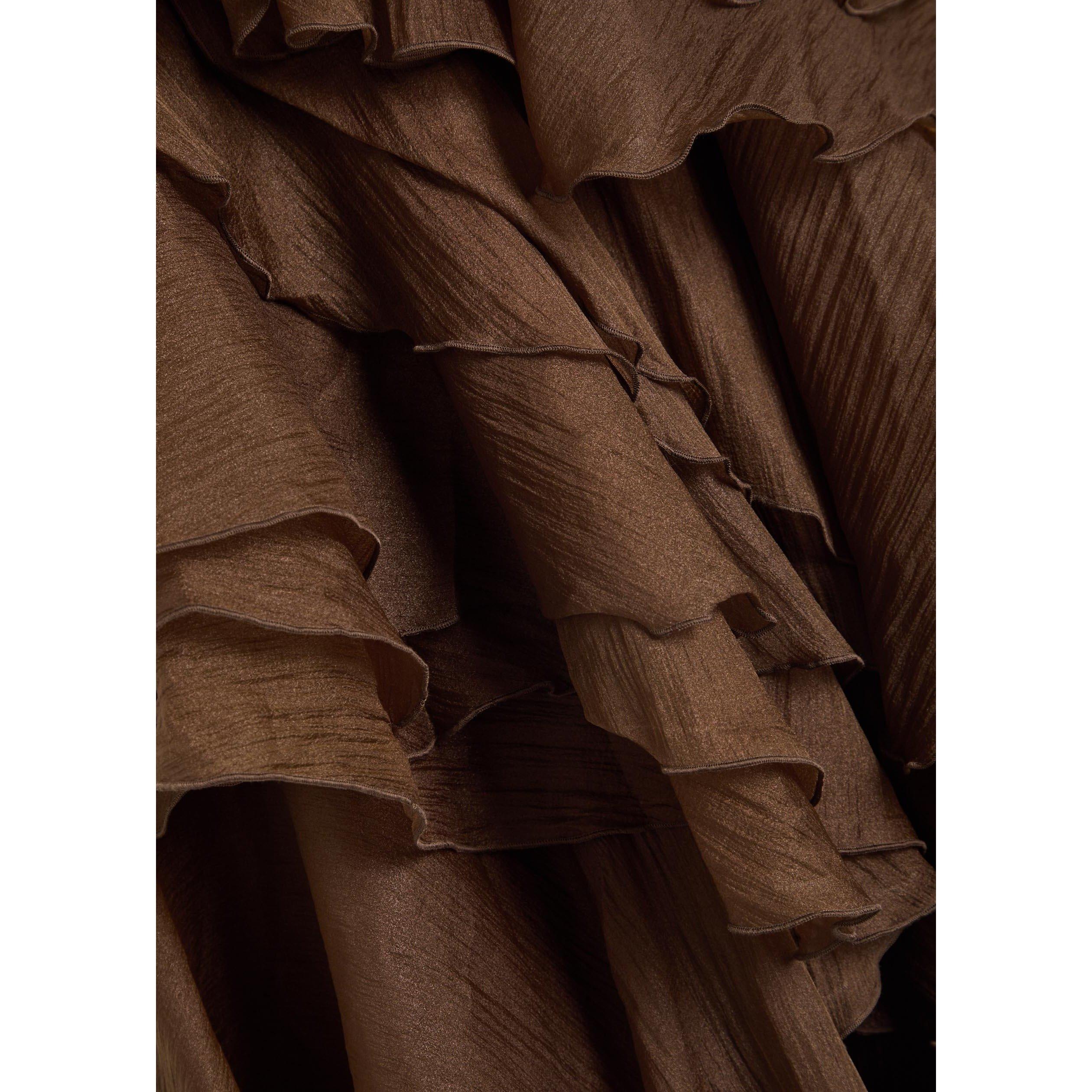 DARK BROWN - Aje - Women's Fayette Chiffon Maxi Dress - 4