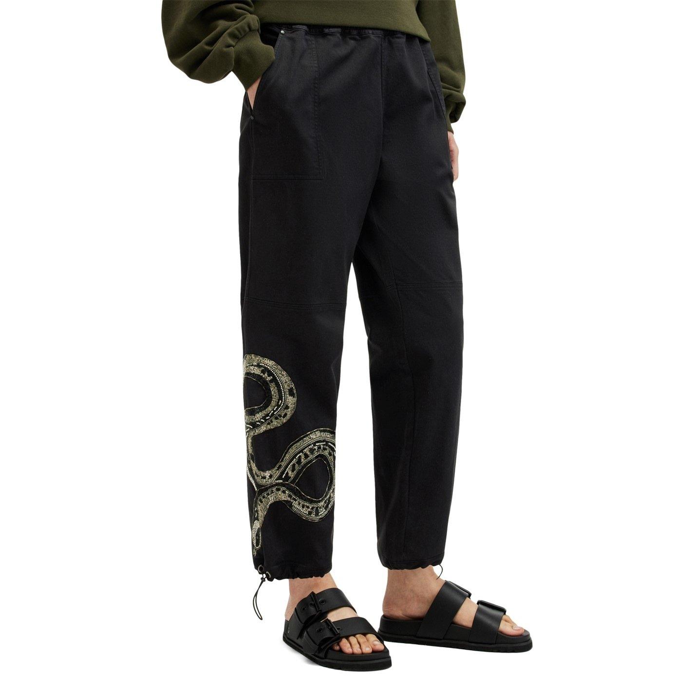 Washed Black - AllSaints - Women's Embellished Wide Leg Trousers - 2