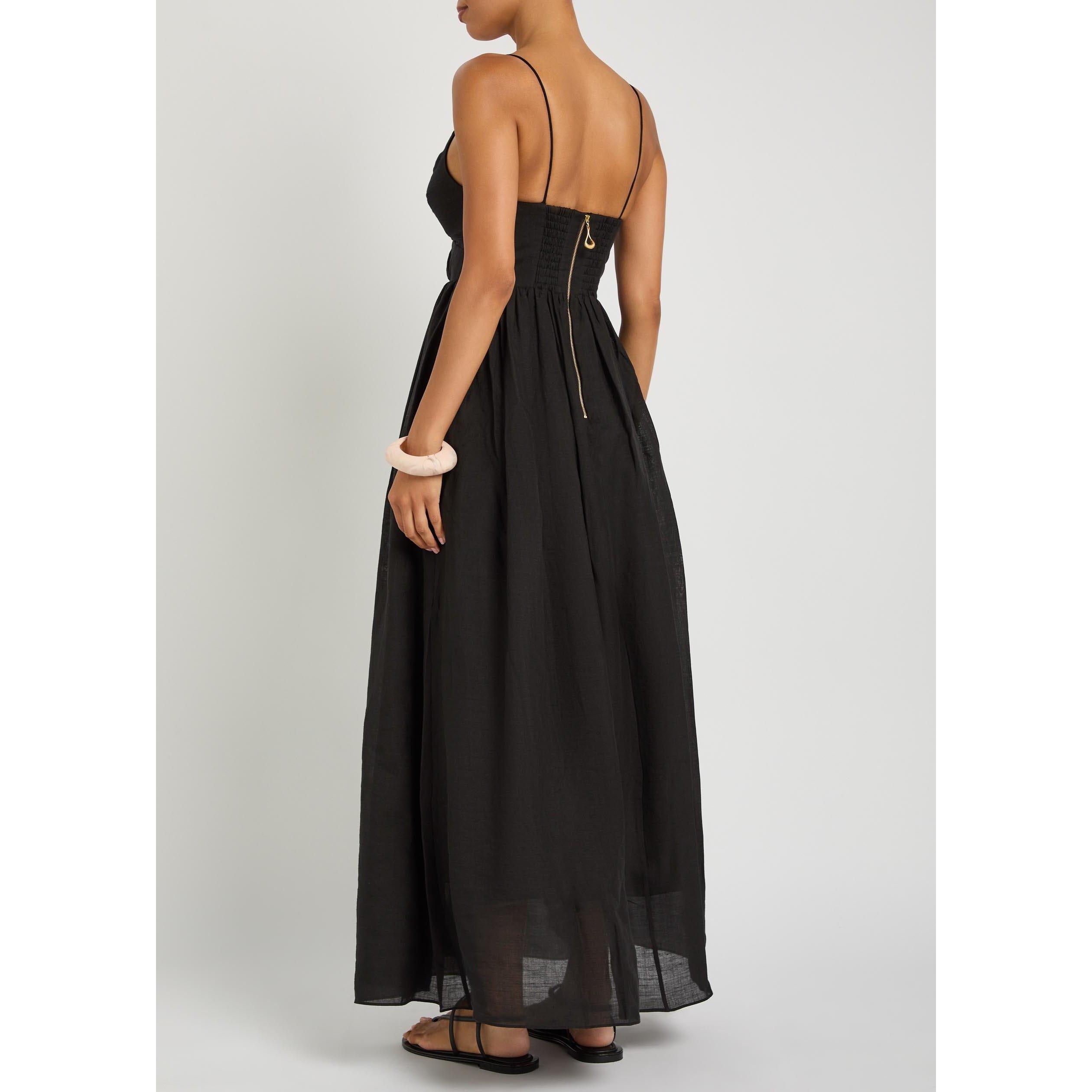 BLACK - Aje - Women's Vacation Ramie Maxi Dress - 3