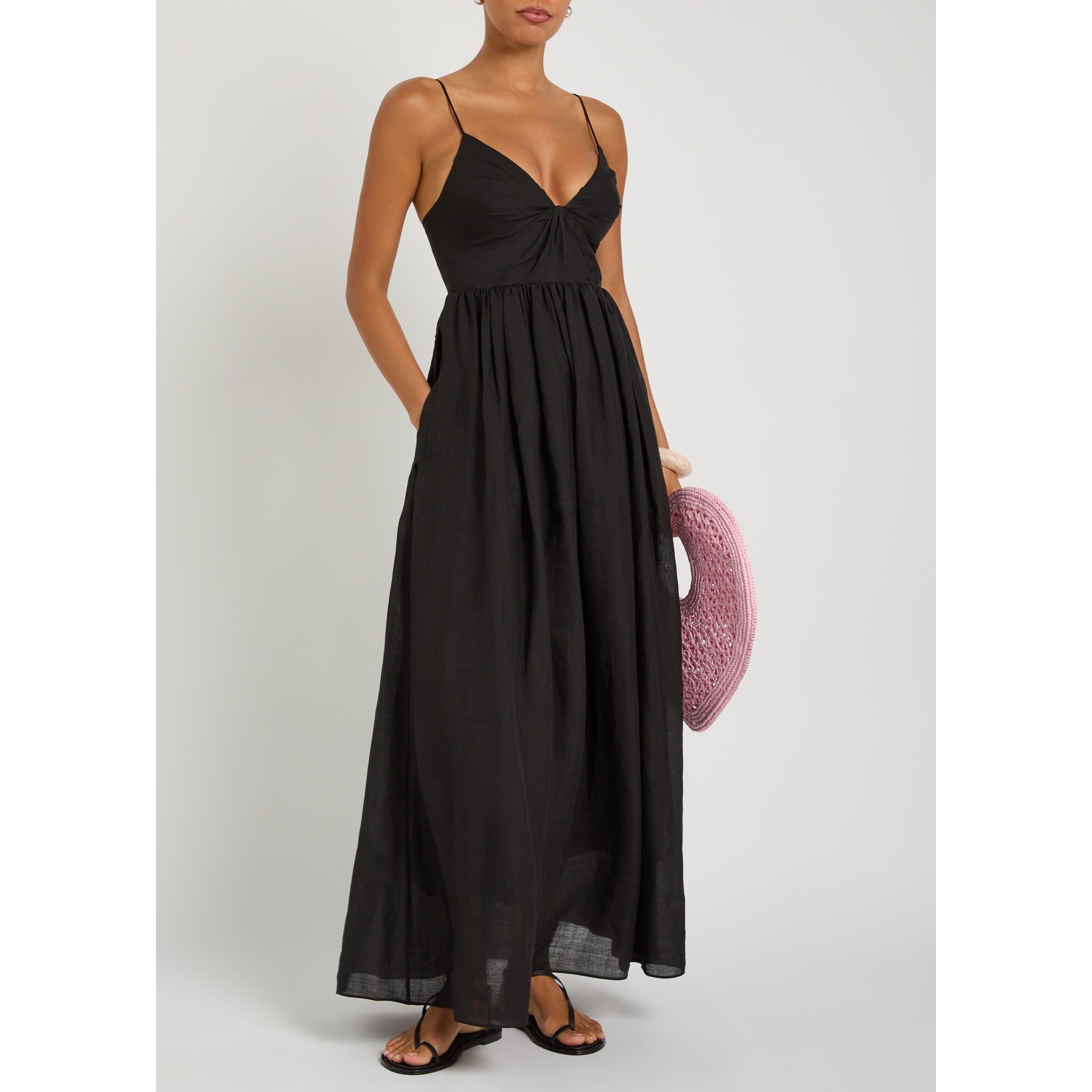 BLACK - Aje - Women's Vacation Ramie Maxi Dress - 5