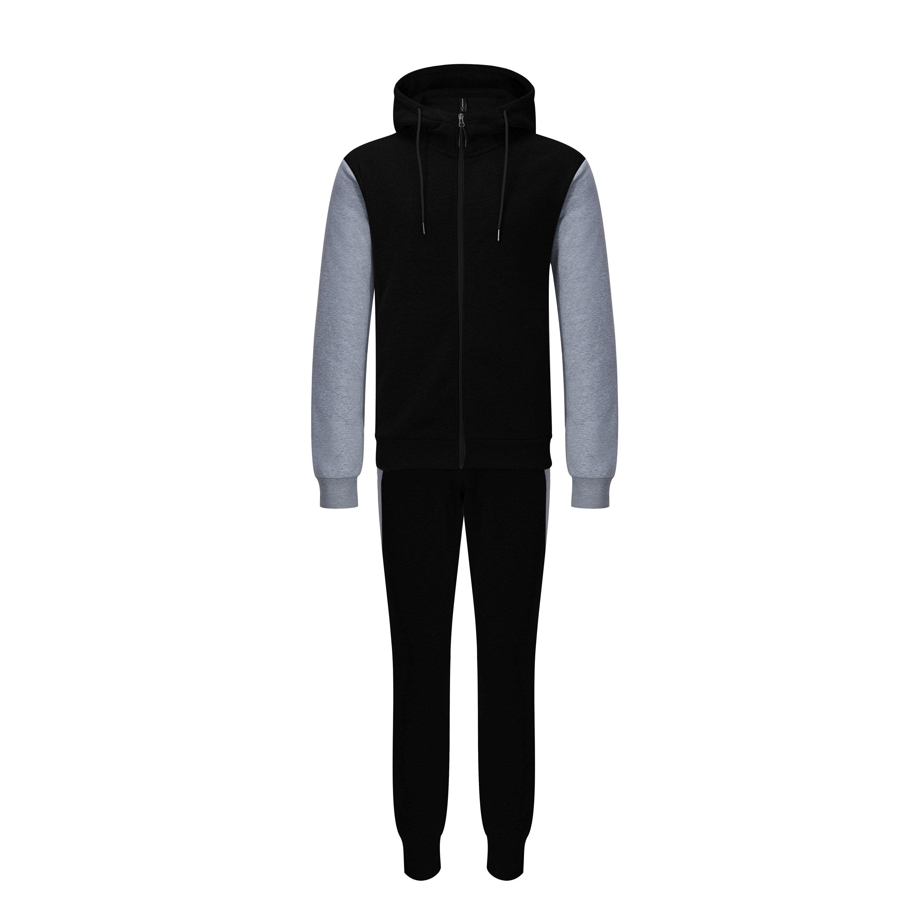 Black - Donnay - Fleece Zip Tracksuit Mens - 1