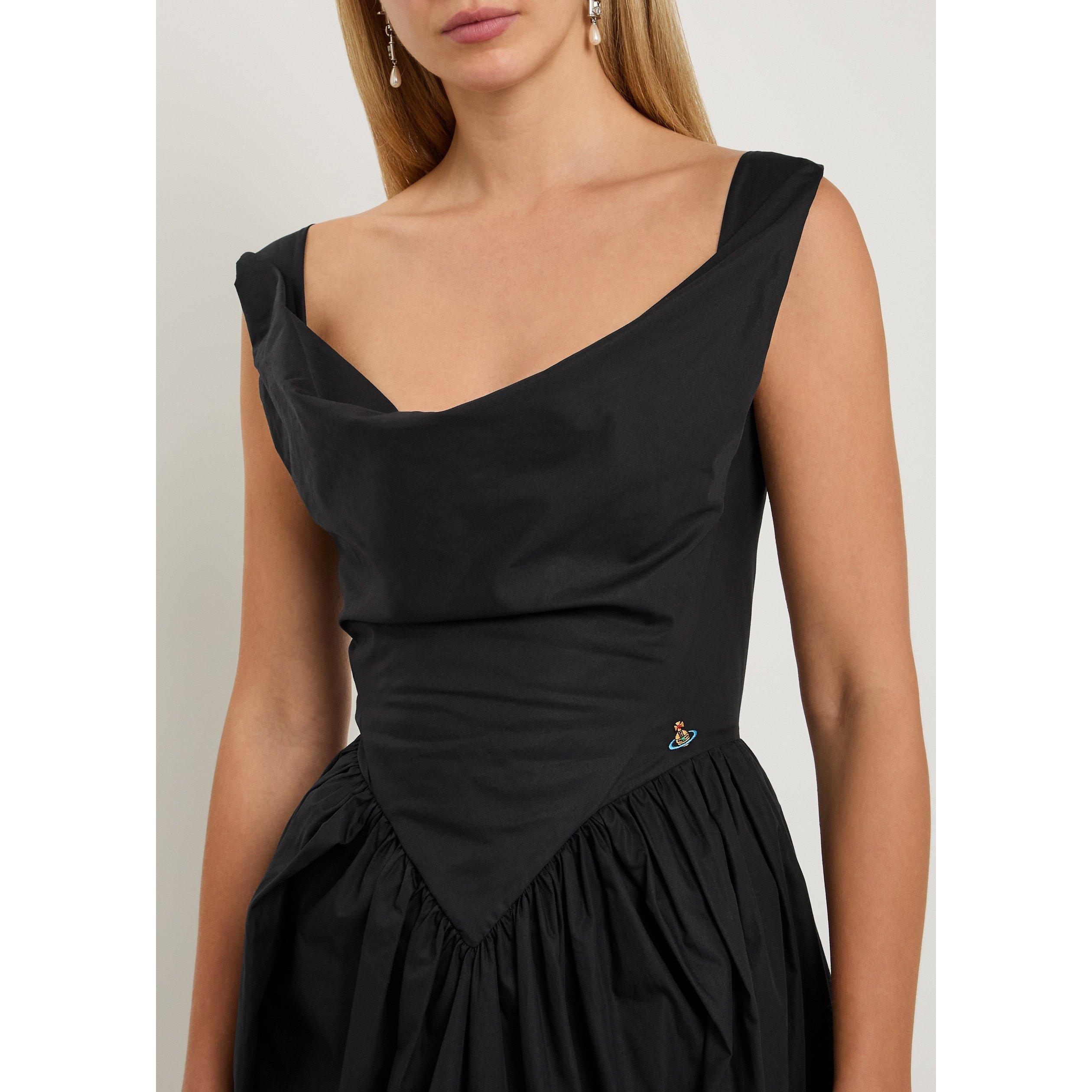 BLACK - Vivienne Westwood - Women's Sunday Cotton Cowl Neck Corset Dress - 4