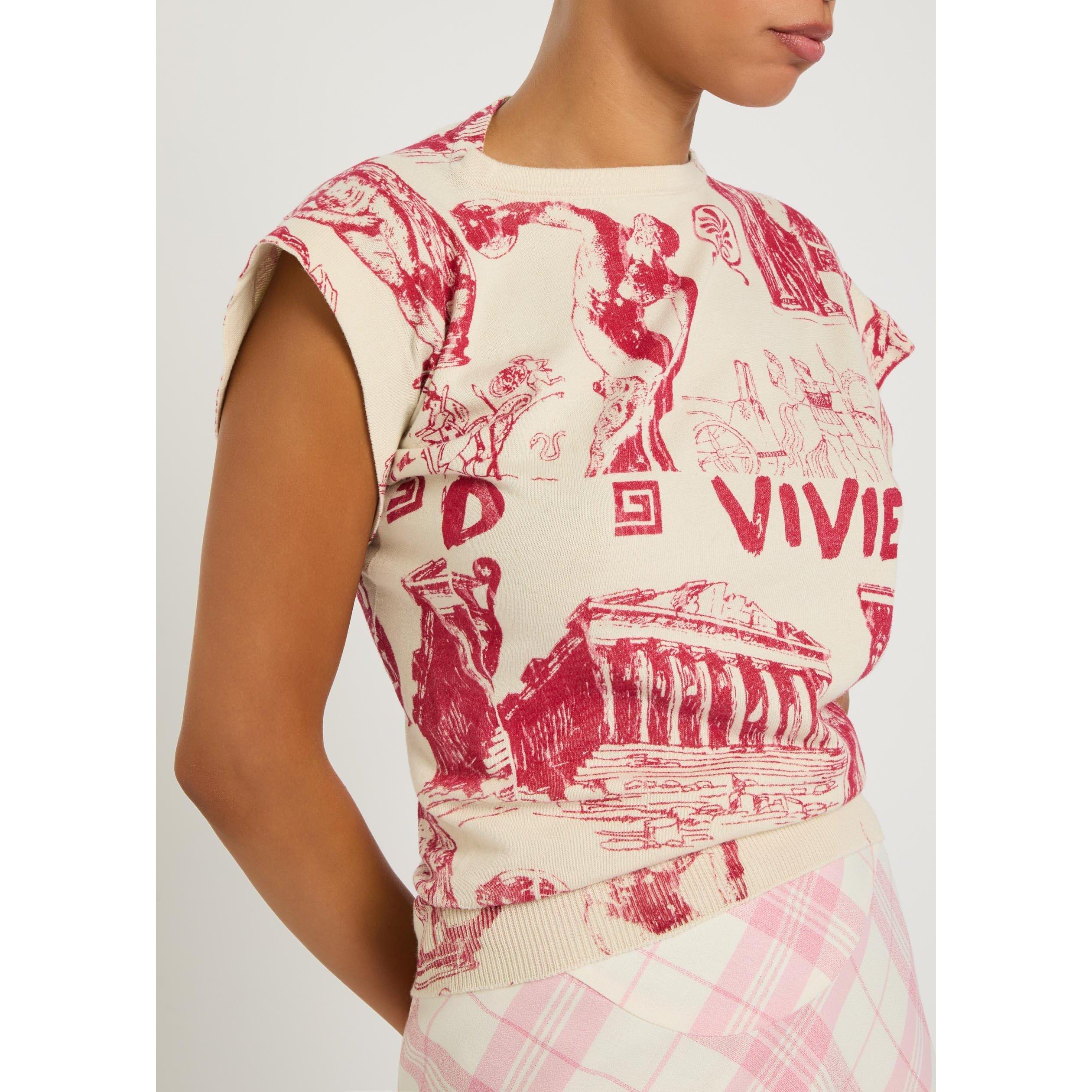 WHITE AND OTHER - Vivienne Westwood - Women's Justine Printed Cotton Cashmere Slim-Fit T-Shirt - 4