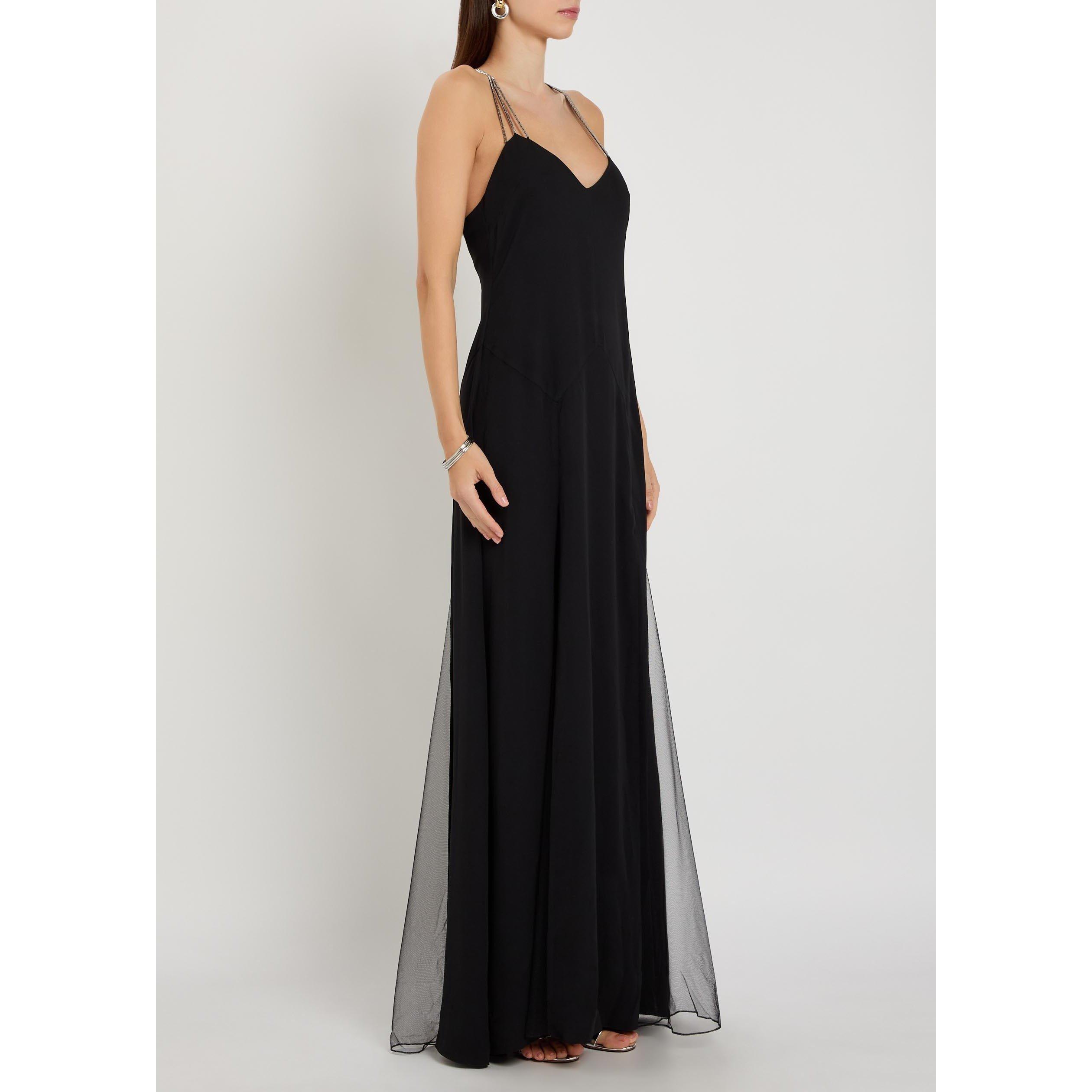 BLACK - Anna October - Women's Ariadne V-Neck Crepe Maxi Dress - 2