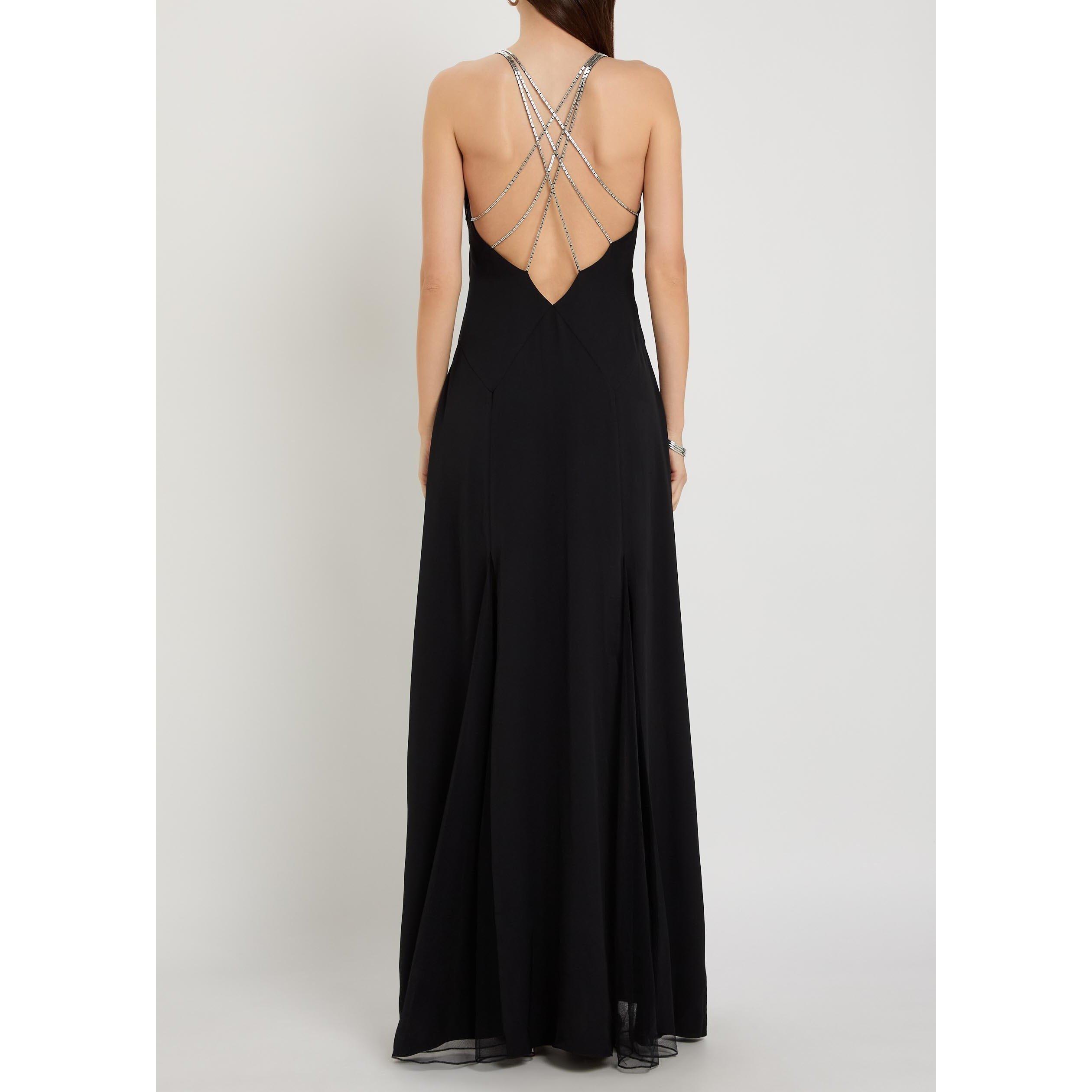 BLACK - Anna October - Women's Ariadne V-Neck Crepe Maxi Dress - 3
