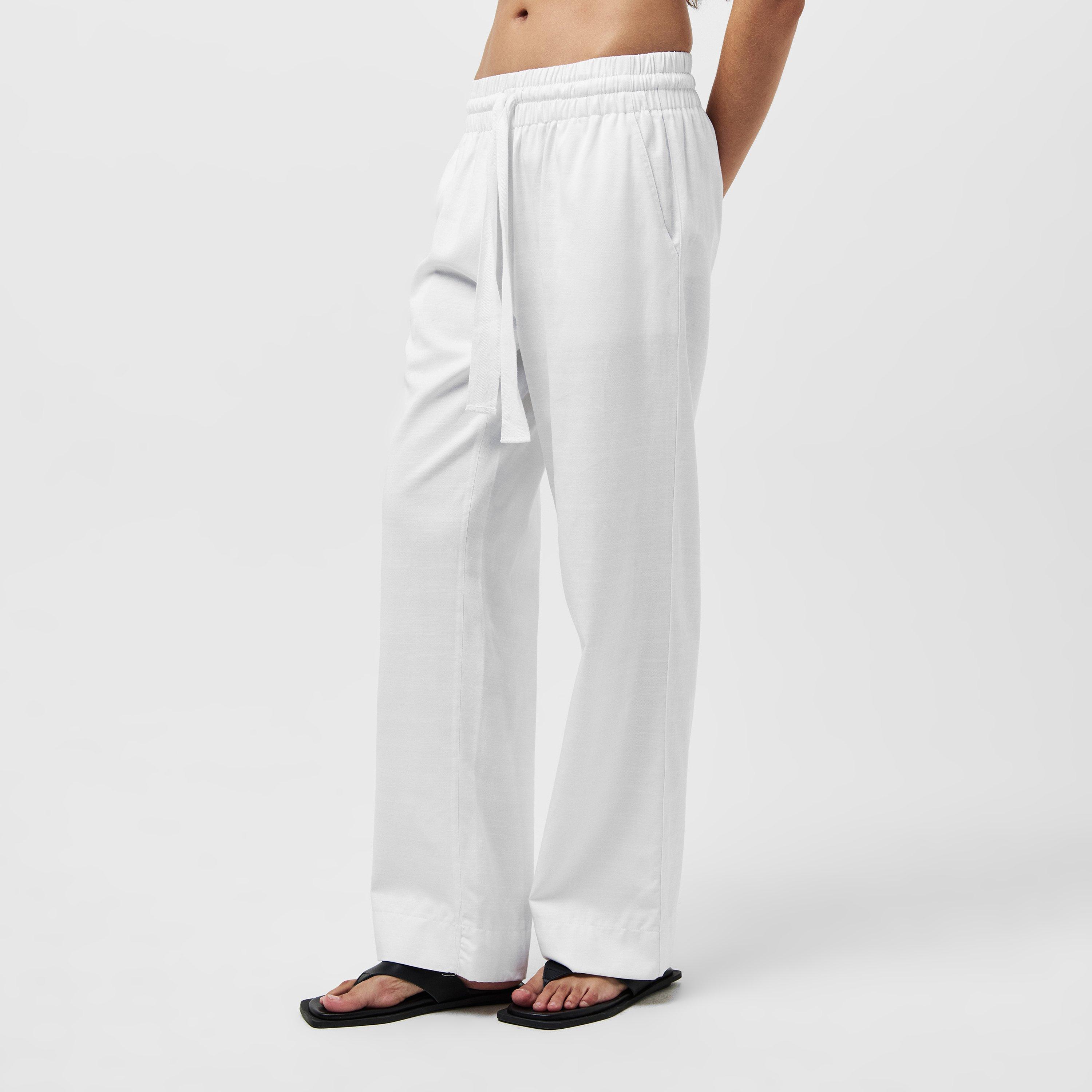 10-Linen White - French Connection - Women's Bodie Wide Leg Trousers - 3
