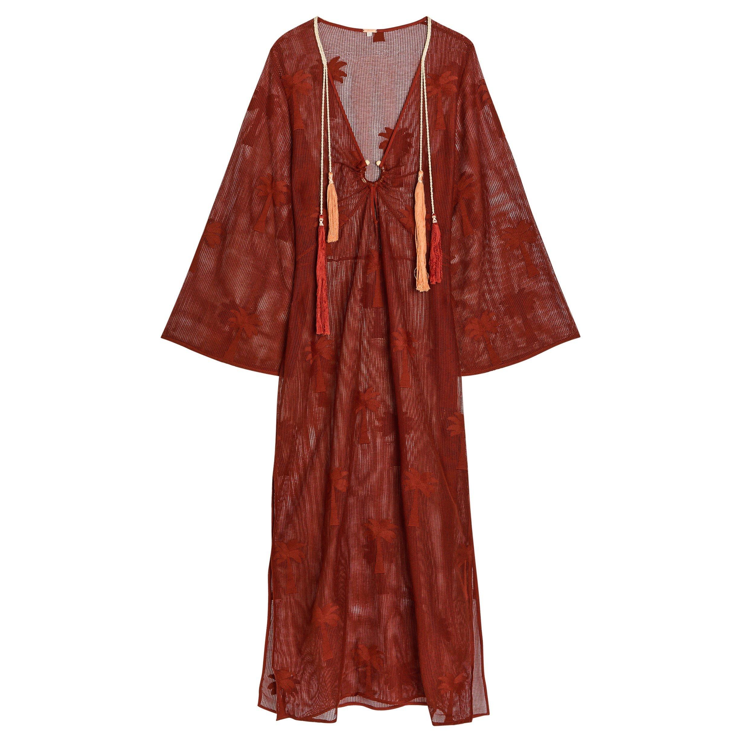 Johanna Ortiz MARSALA PALM VEIL TUNIC DRESS