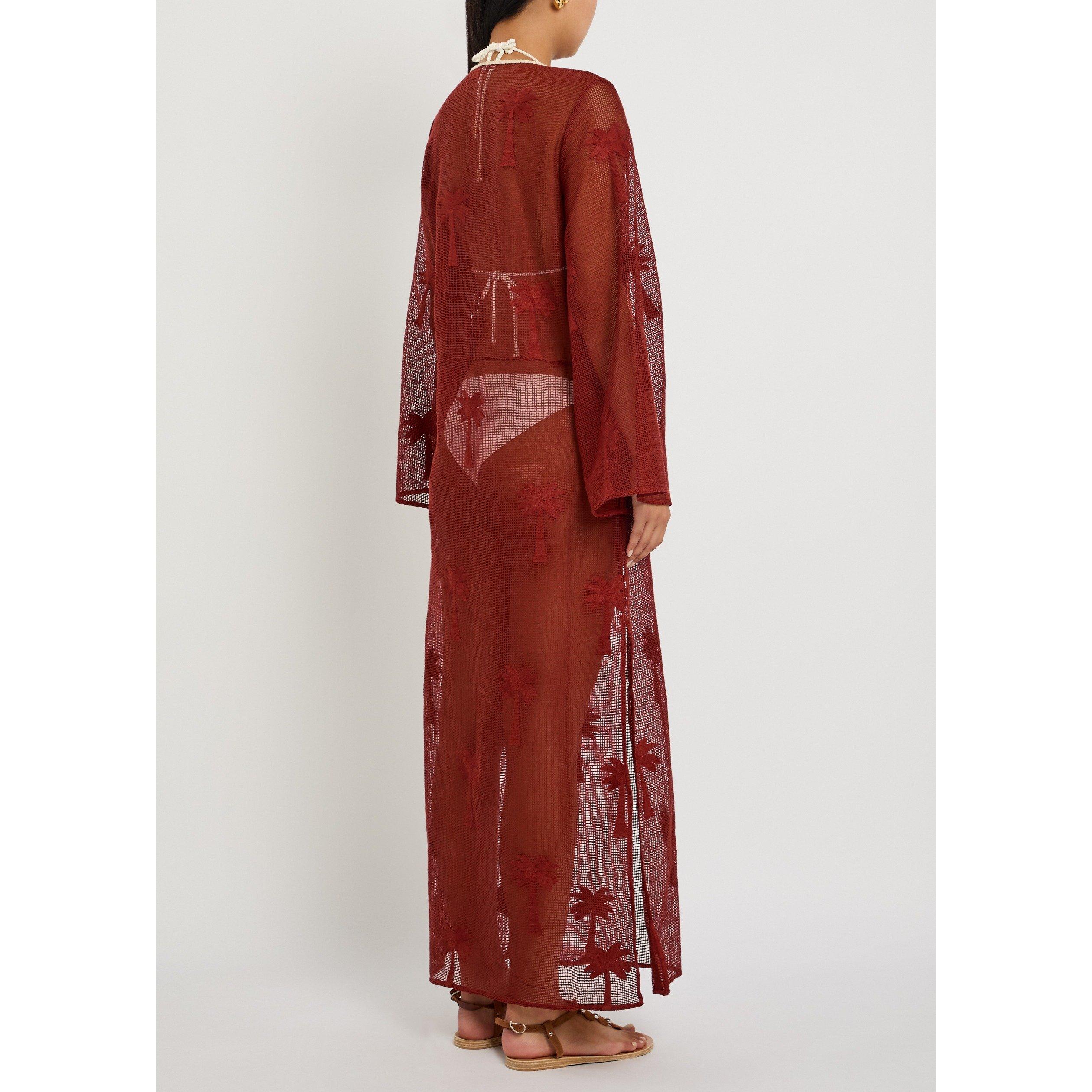 RED - Johanna Ortiz - MARSALA PALM VEIL TUNIC DRESS - 3