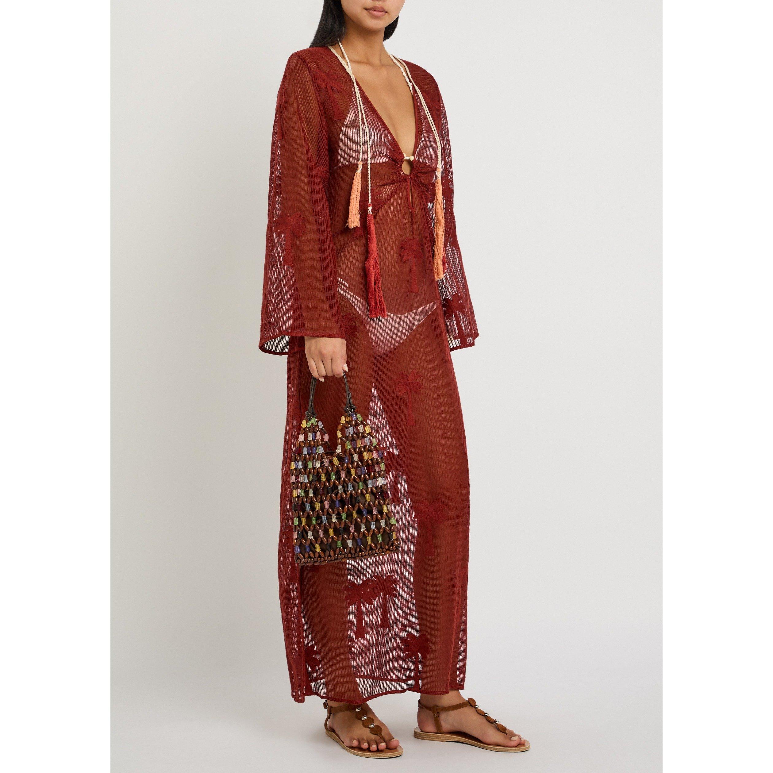 RED - Johanna Ortiz - MARSALA PALM VEIL TUNIC DRESS - 5