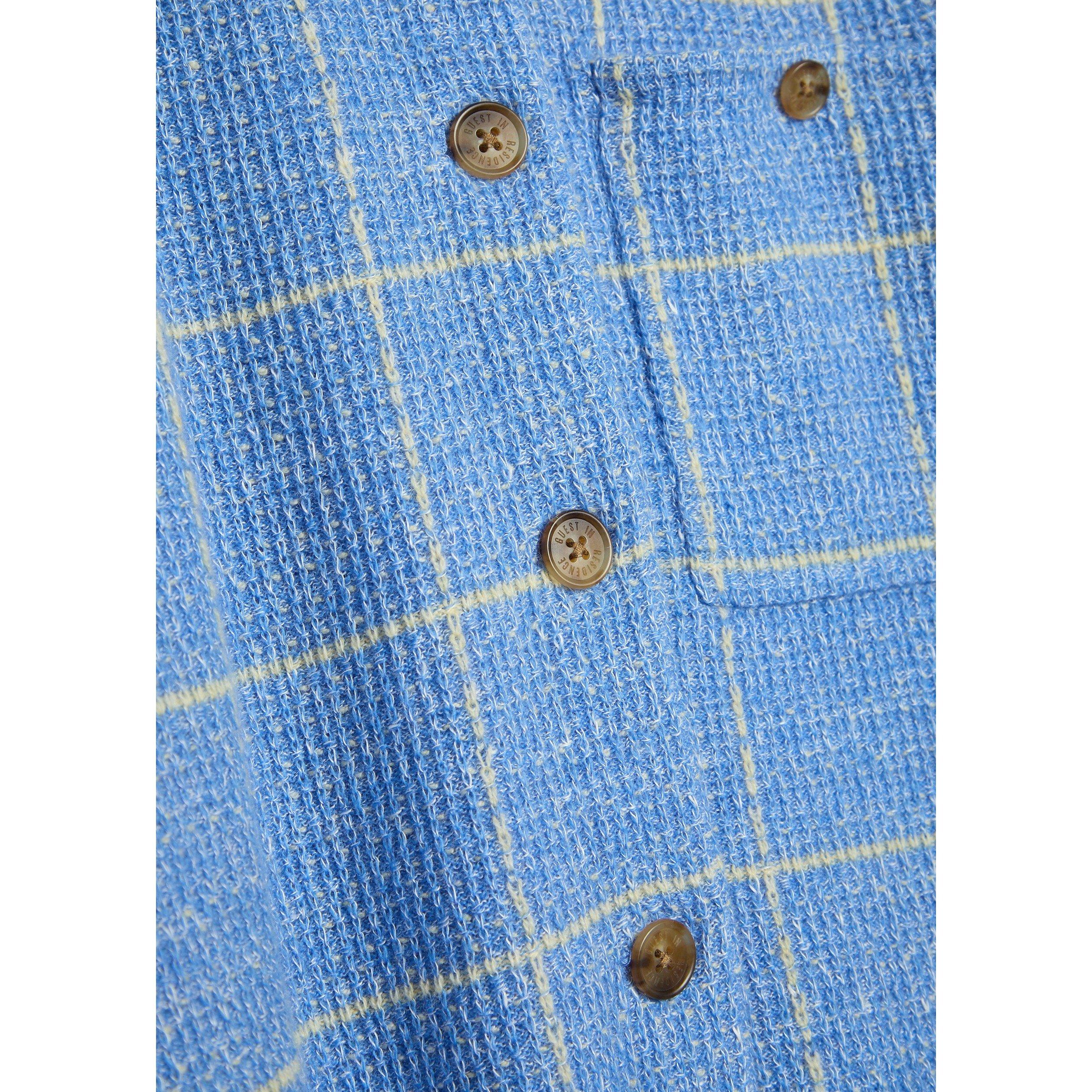 LIGHT BLUE - Guest in Residence - Women's Dylan Cashmere Long-Sleeve Plaid Shirt - 4