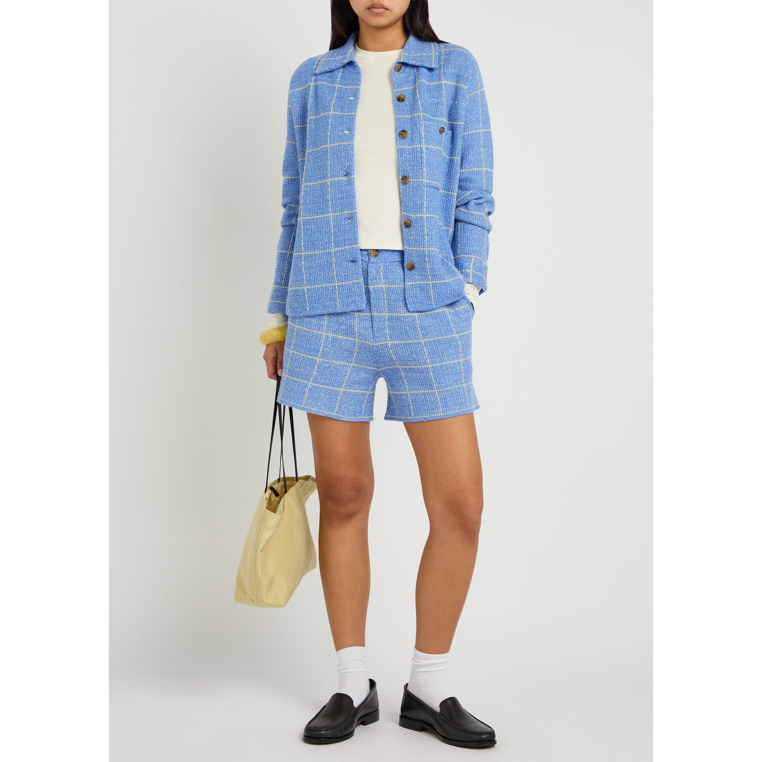 LIGHT BLUE - Guest in Residence - Women's Dylan Cashmere Long-Sleeve Plaid Shirt - 5