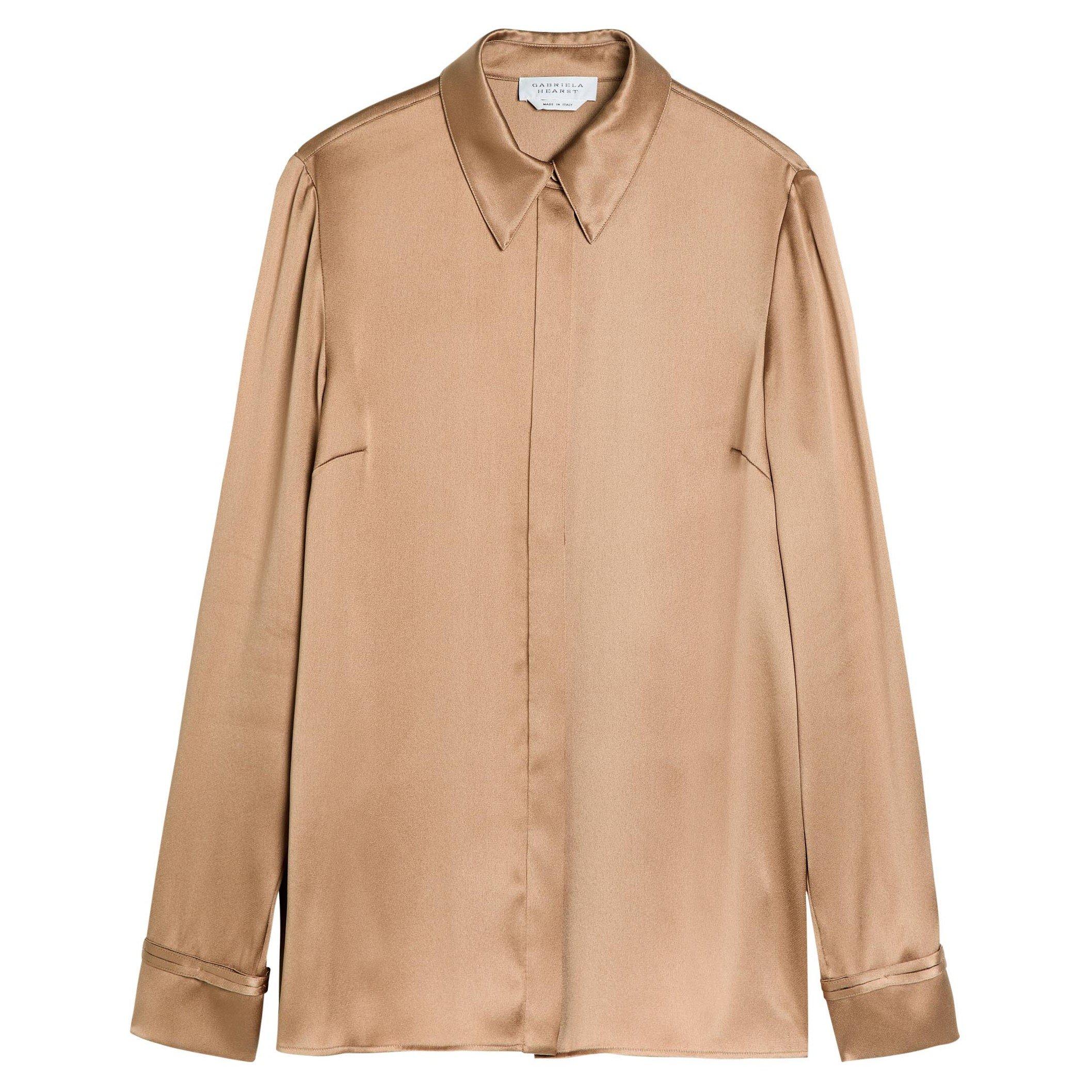 CAMEL - Gabriela Hearst - Women's Cruz Silk Long-Sleeve Shirt - 1